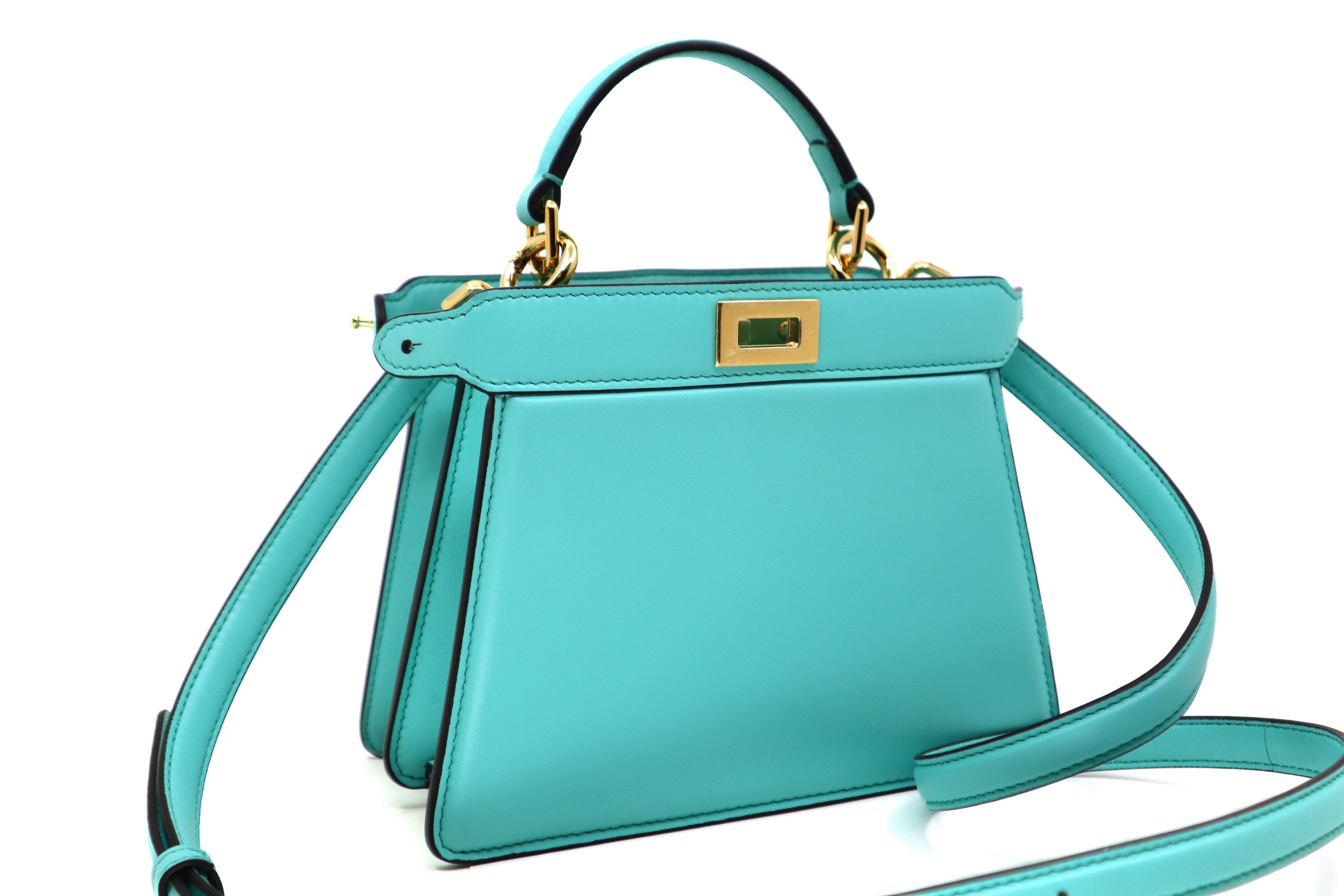 Peekaboo ISeeU ( Petite ) Turquoise padded nappa leather bag