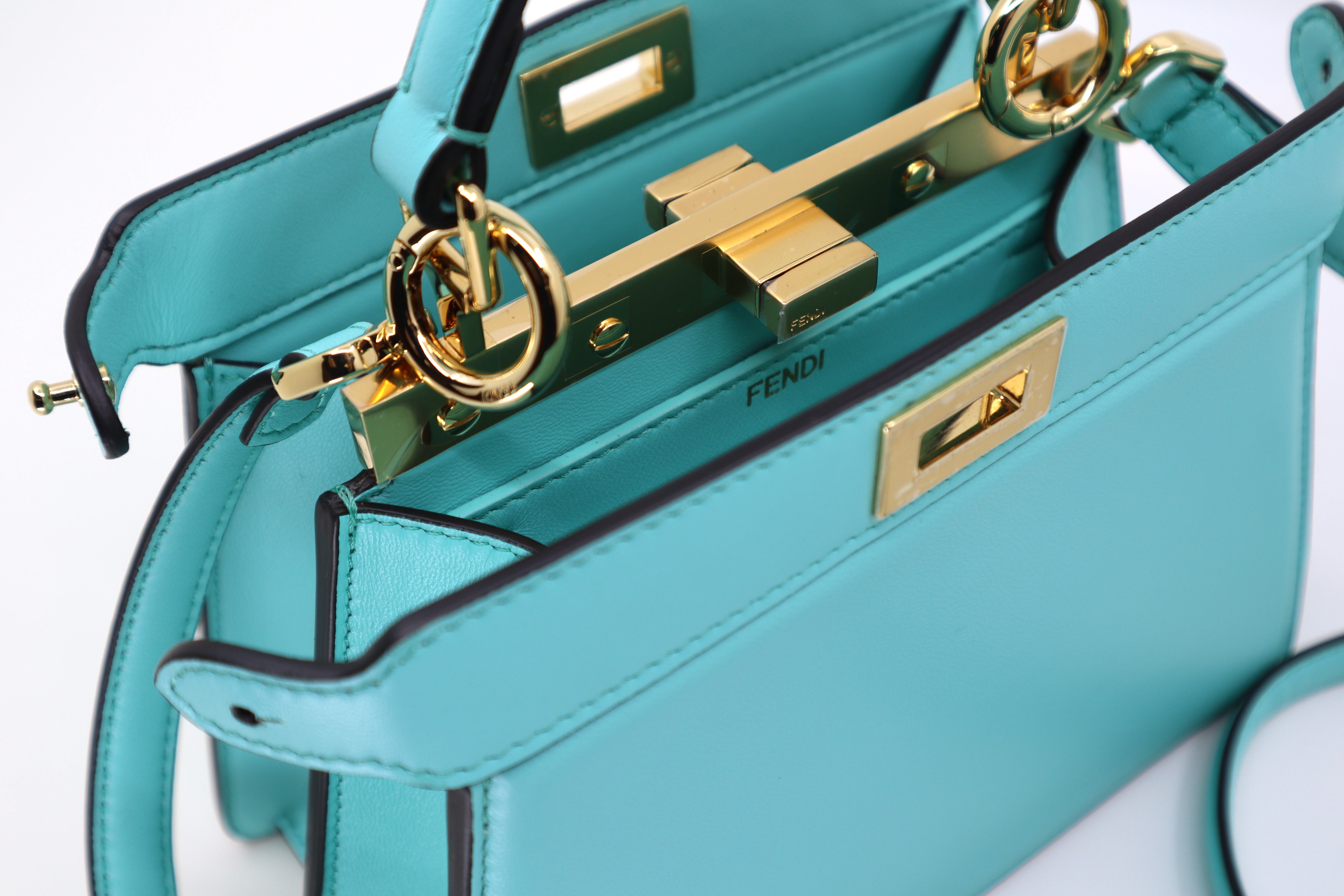 Peekaboo ISeeU ( Petite ) Turquoise padded nappa leather bag