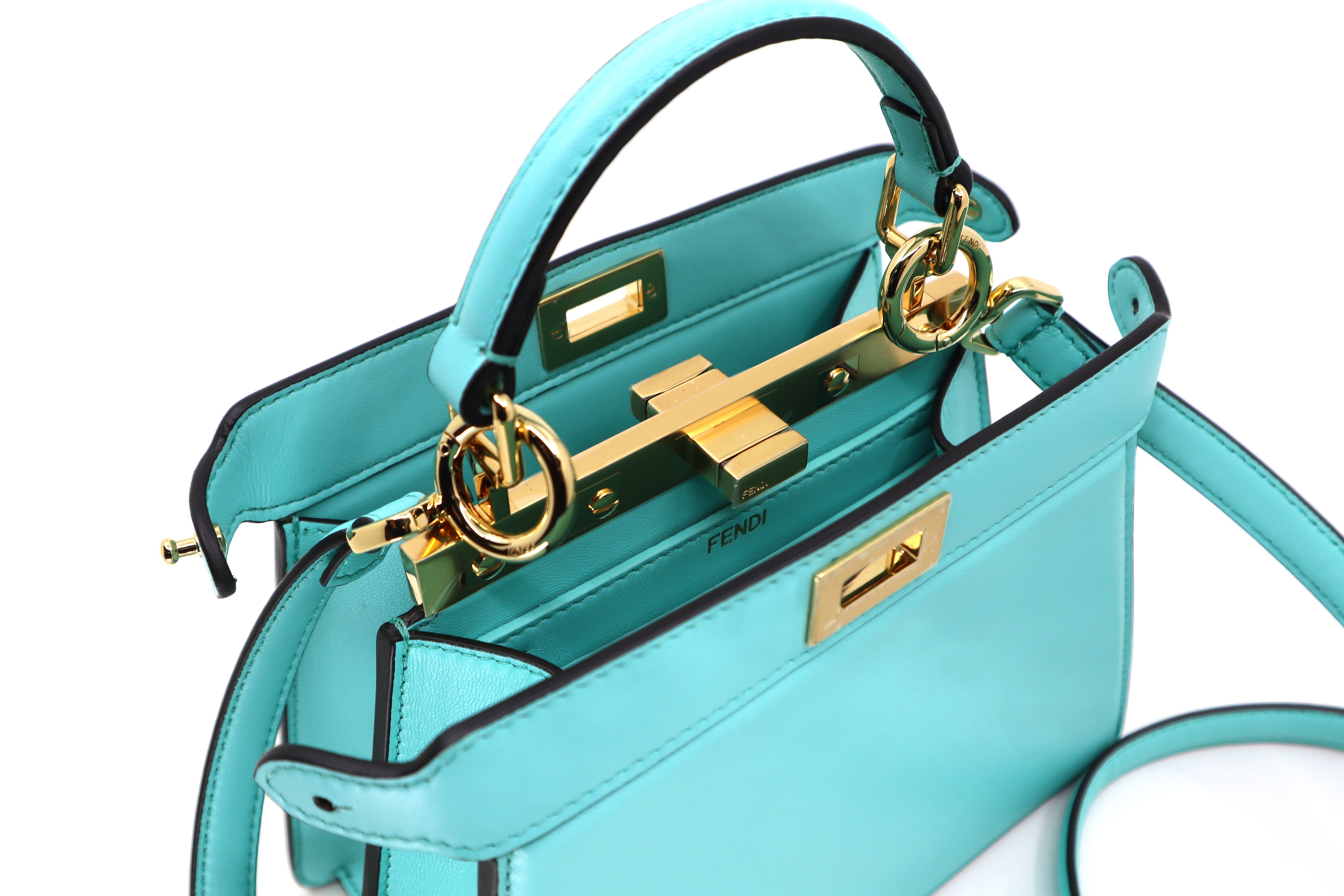 Peekaboo ISeeU ( Petite ) Turquoise padded nappa leather bag