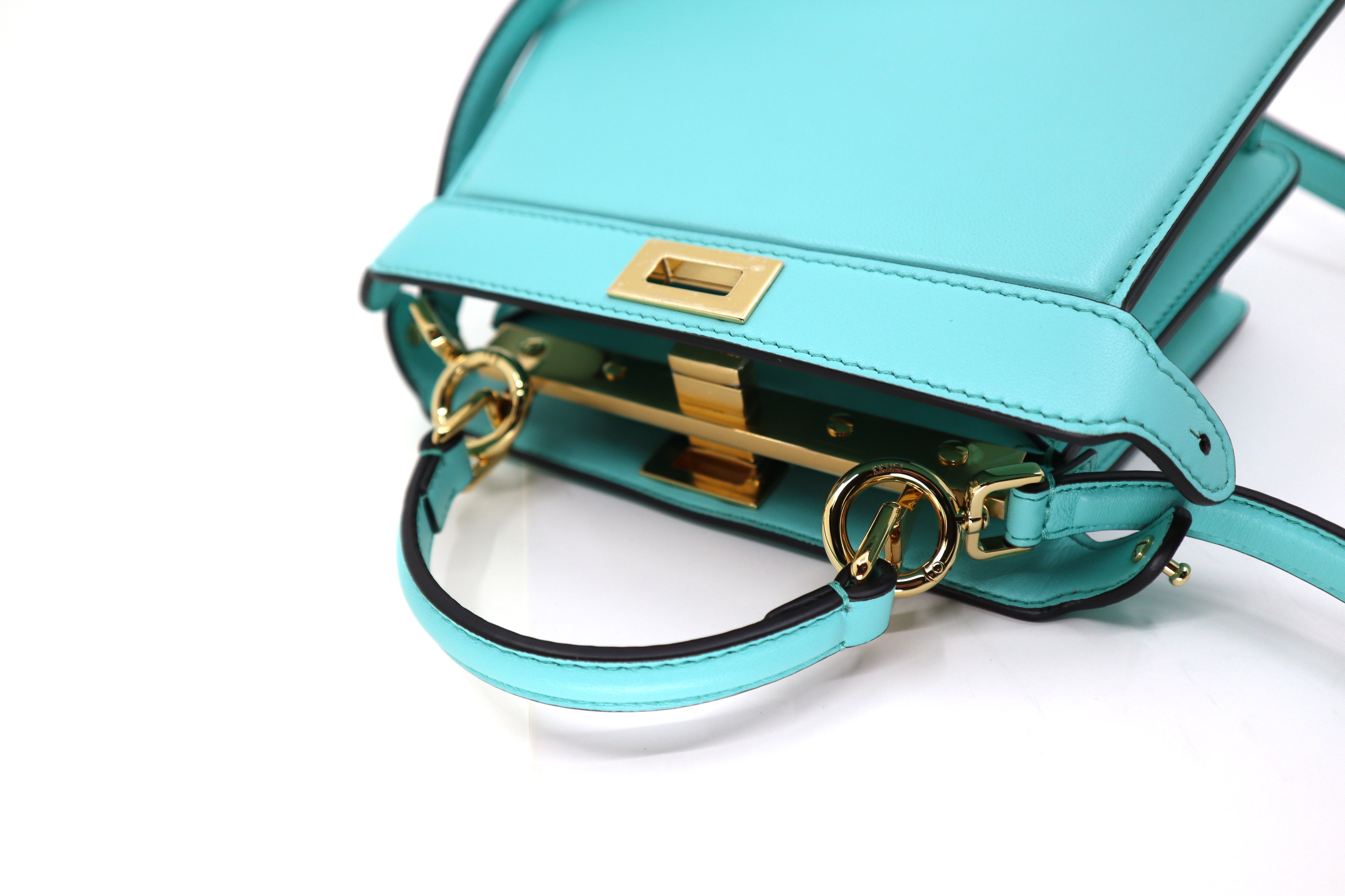 Peekaboo ISeeU ( Petite ) Turquoise padded nappa leather bag