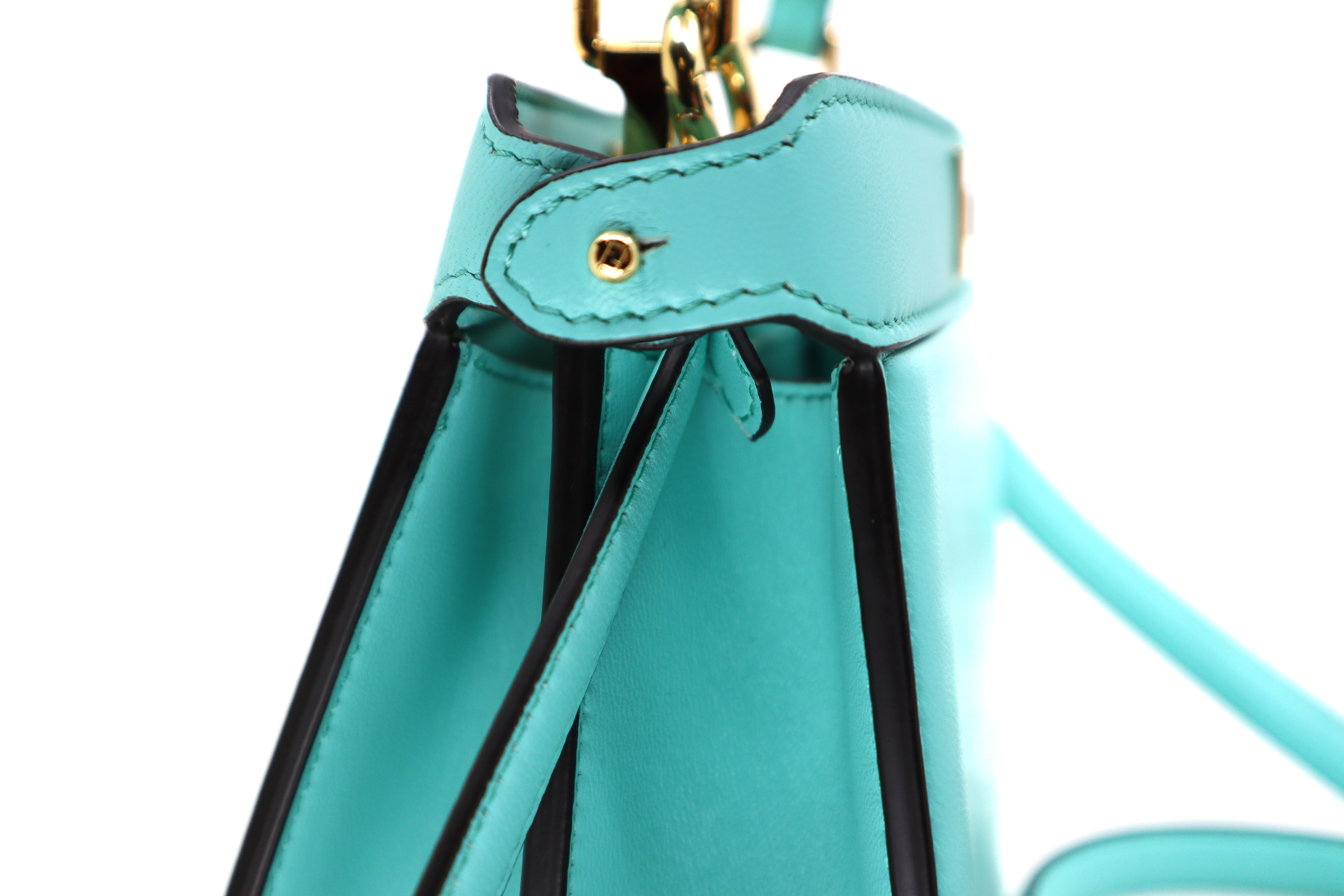 Peekaboo ISeeU ( Petite ) Turquoise padded nappa leather bag