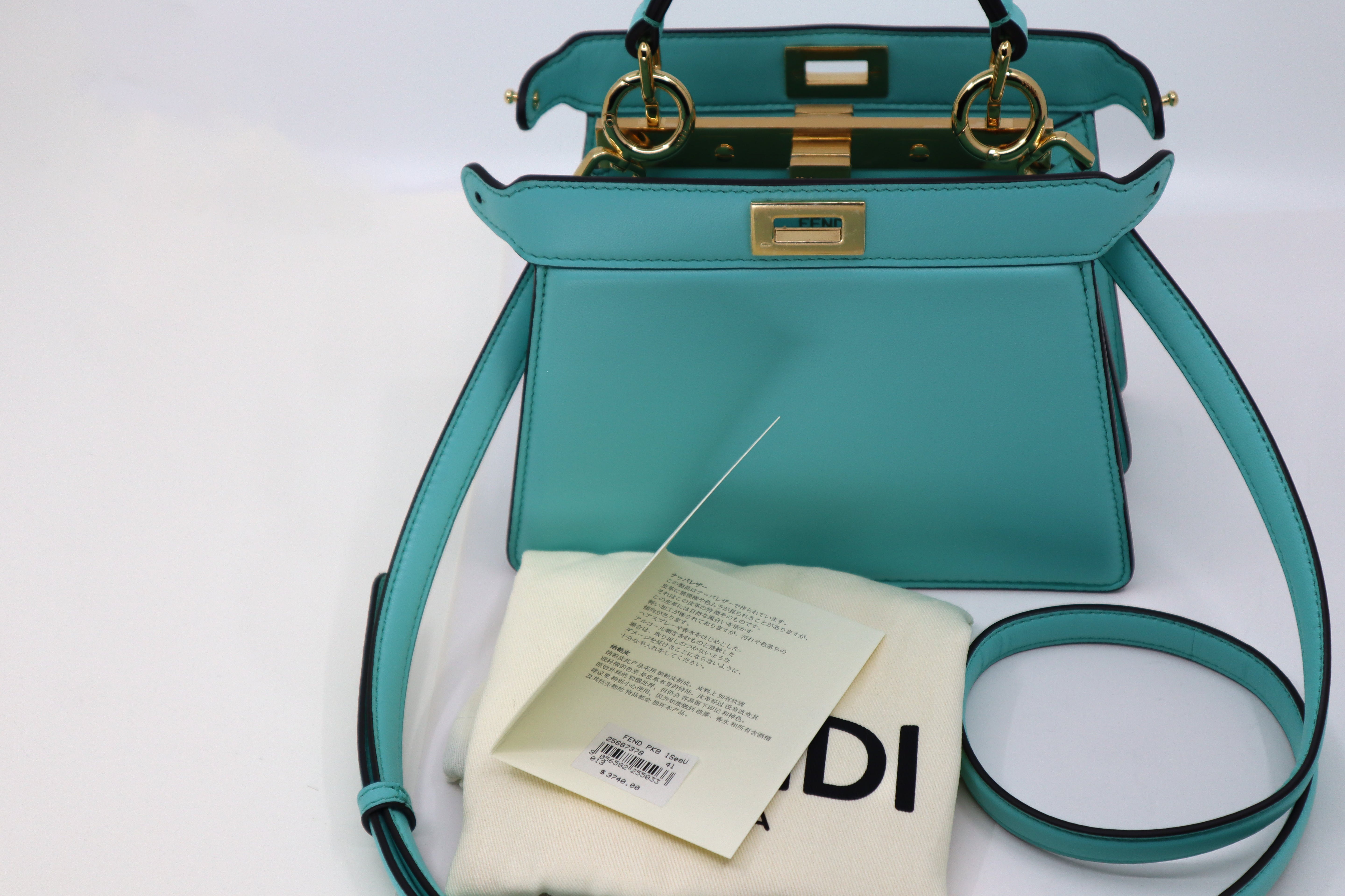 Peekaboo ISeeU ( Petite ) Turquoise padded nappa leather bag