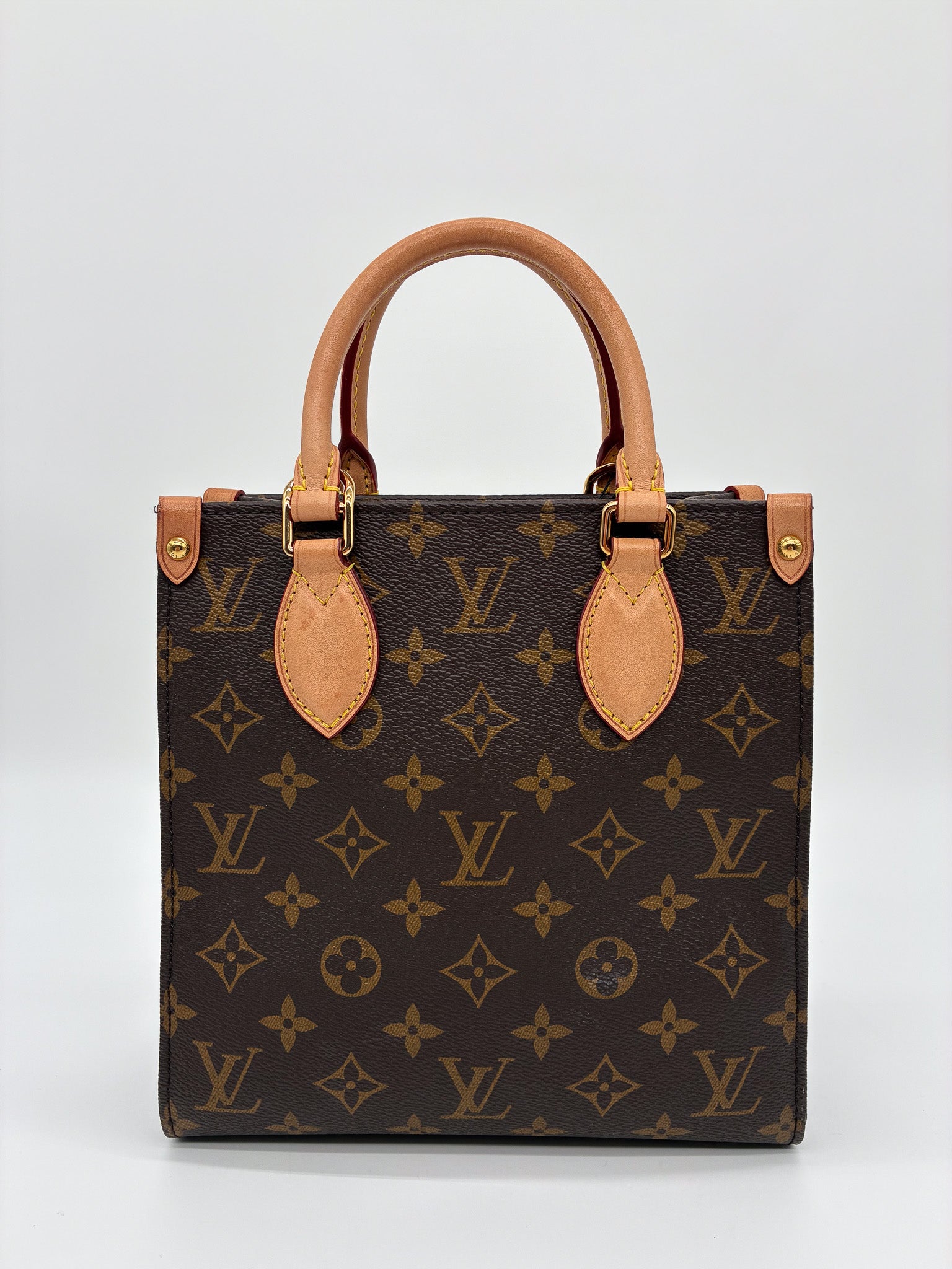 LV Sac Plat BB Handbag in Brown Monogram Coated Canvas