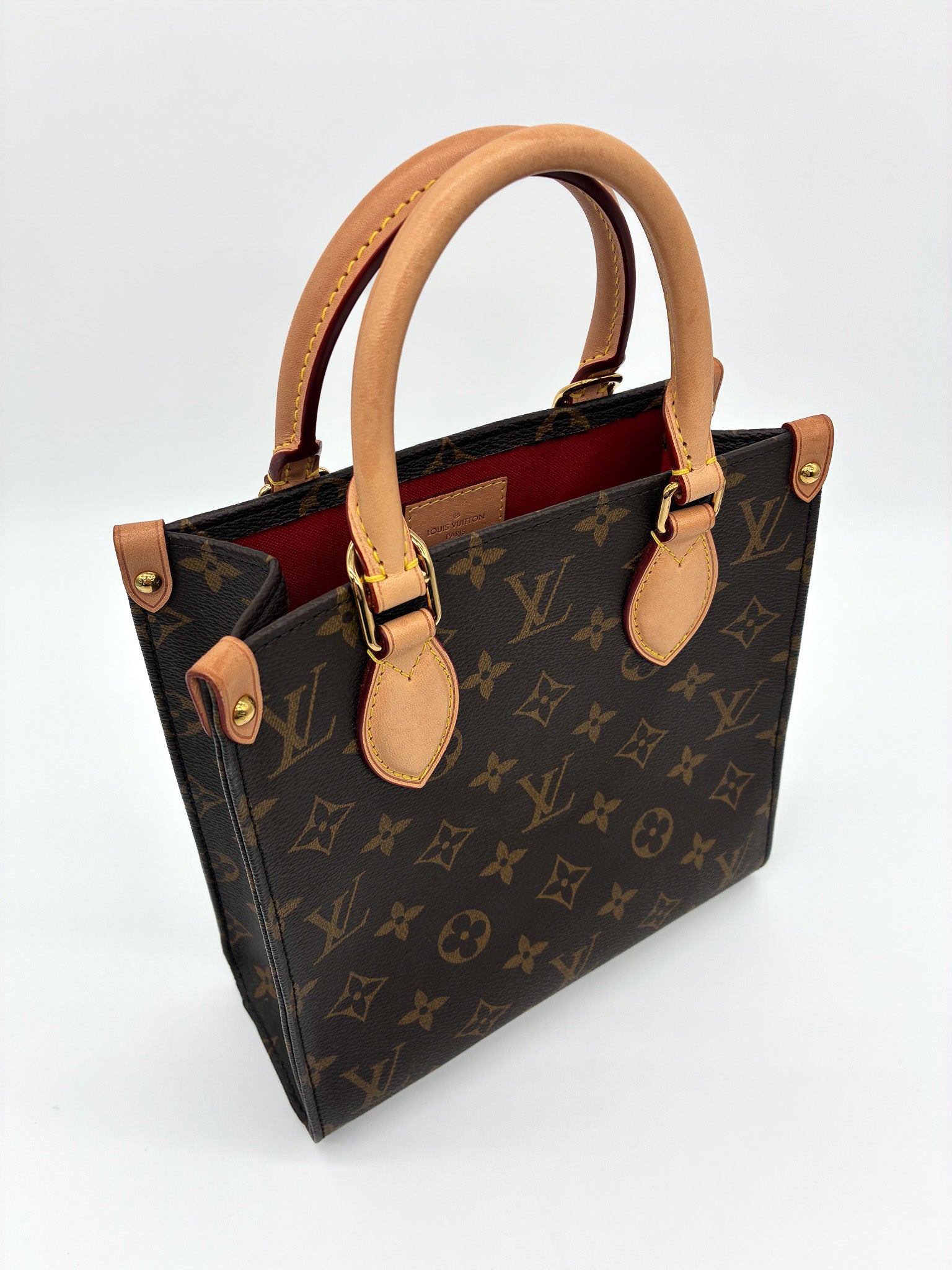 LV Sac Plat BB Handbag in Brown Monogram Coated Canvas