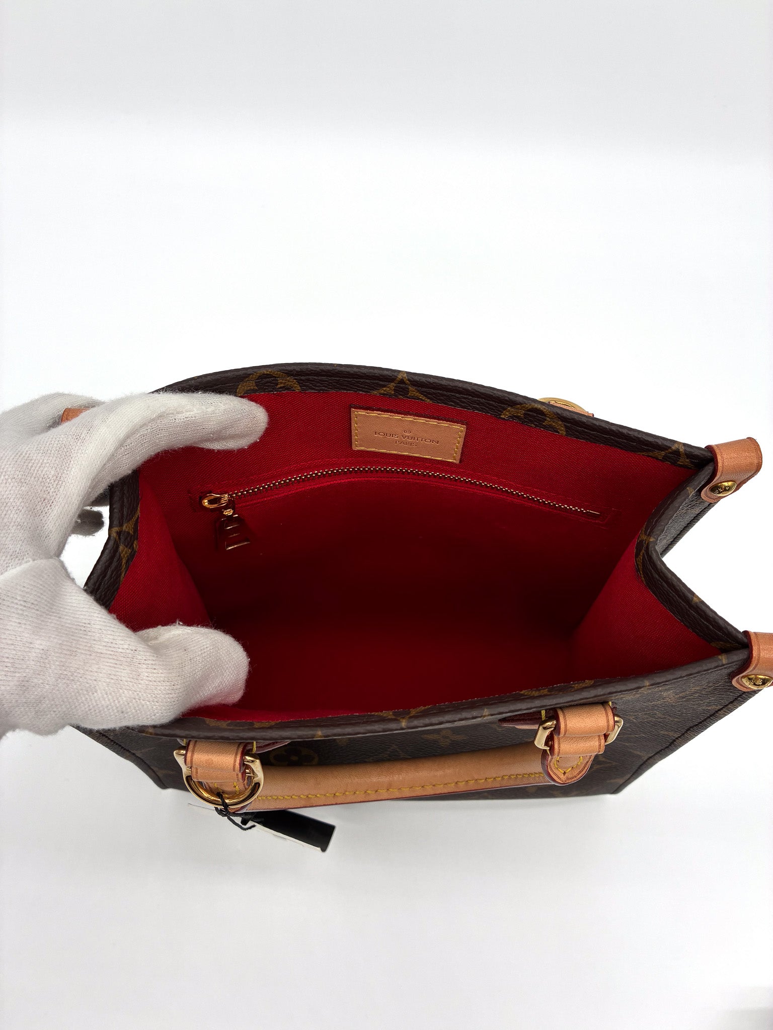 LV Sac Plat BB Handbag in Brown Monogram Coated Canvas