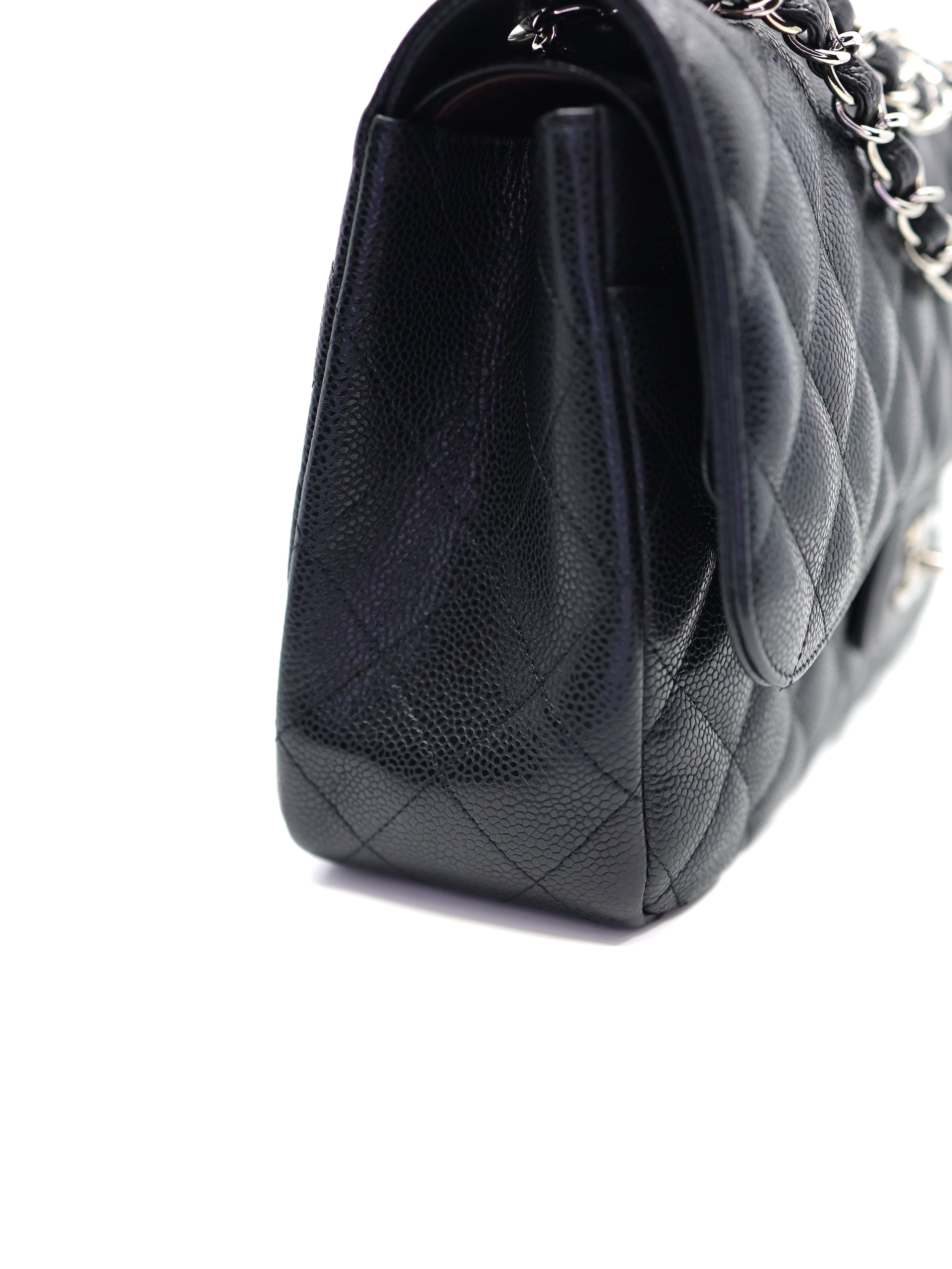 Chanel Jumbo Classic Double Flap Bag Black Caviar Silver Hardware