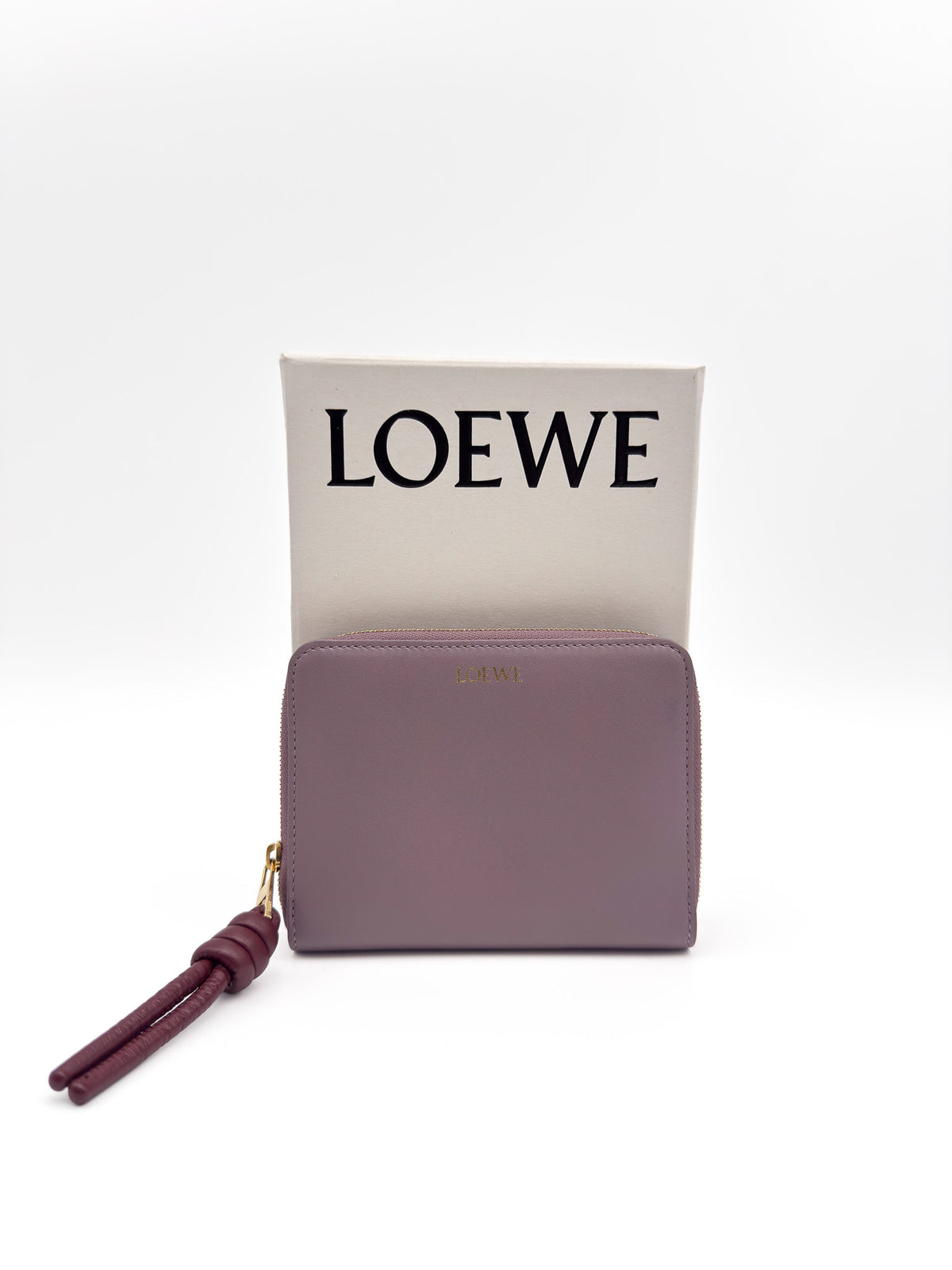 Loewe Compact Knot Zip around Wallet Purple