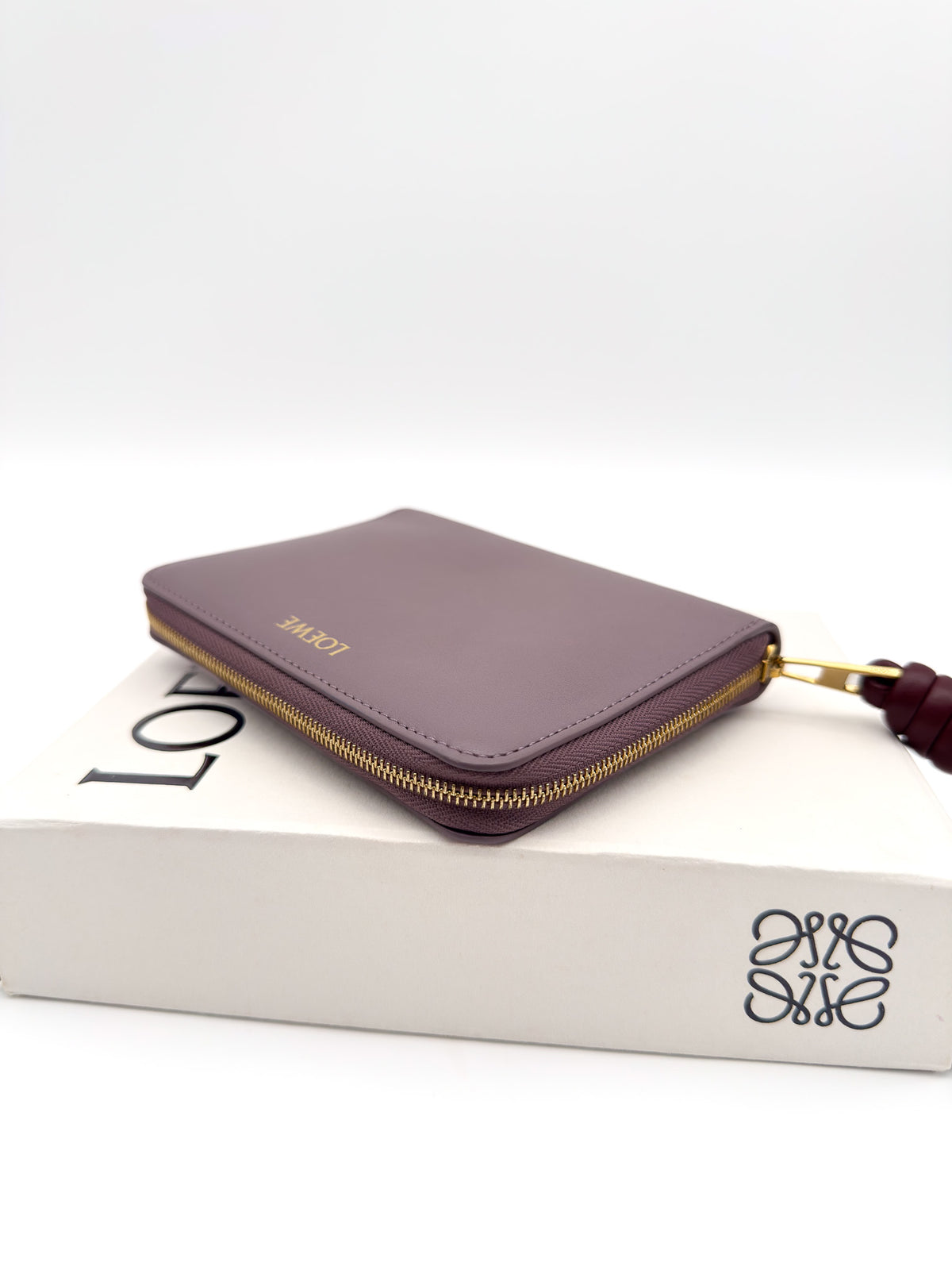Loewe Compact Knot Zip around Wallet Purple