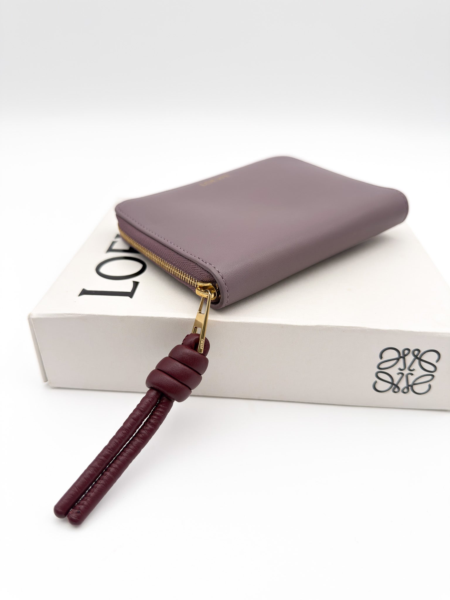Loewe Compact Knot Zip around Wallet Purple