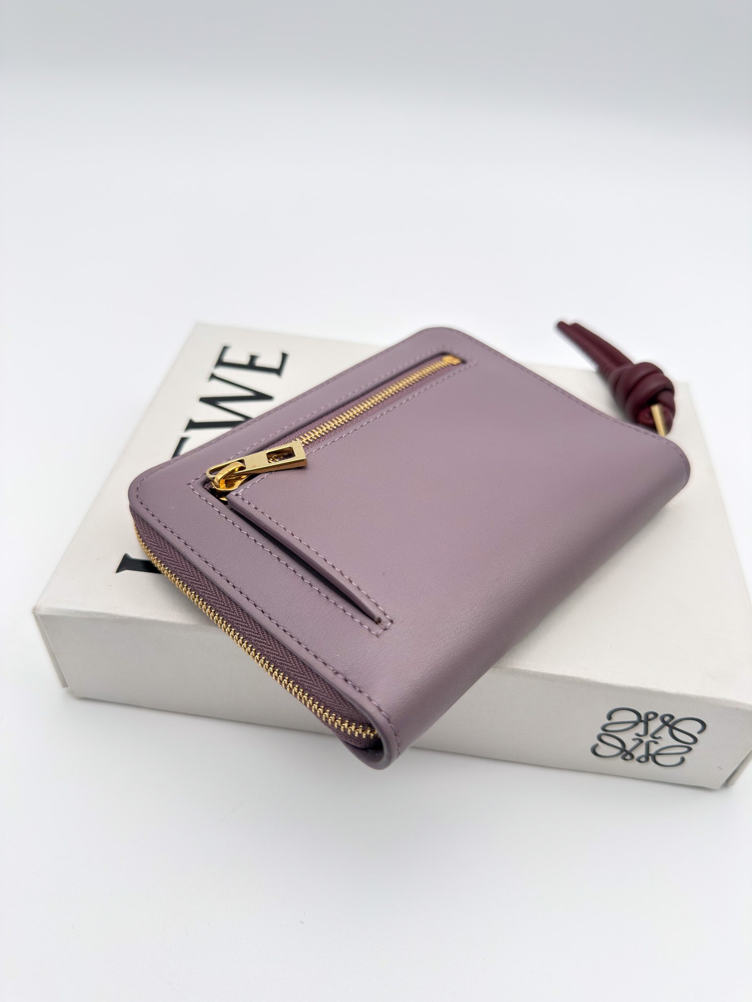 Loewe Compact Knot Zip around Wallet Purple