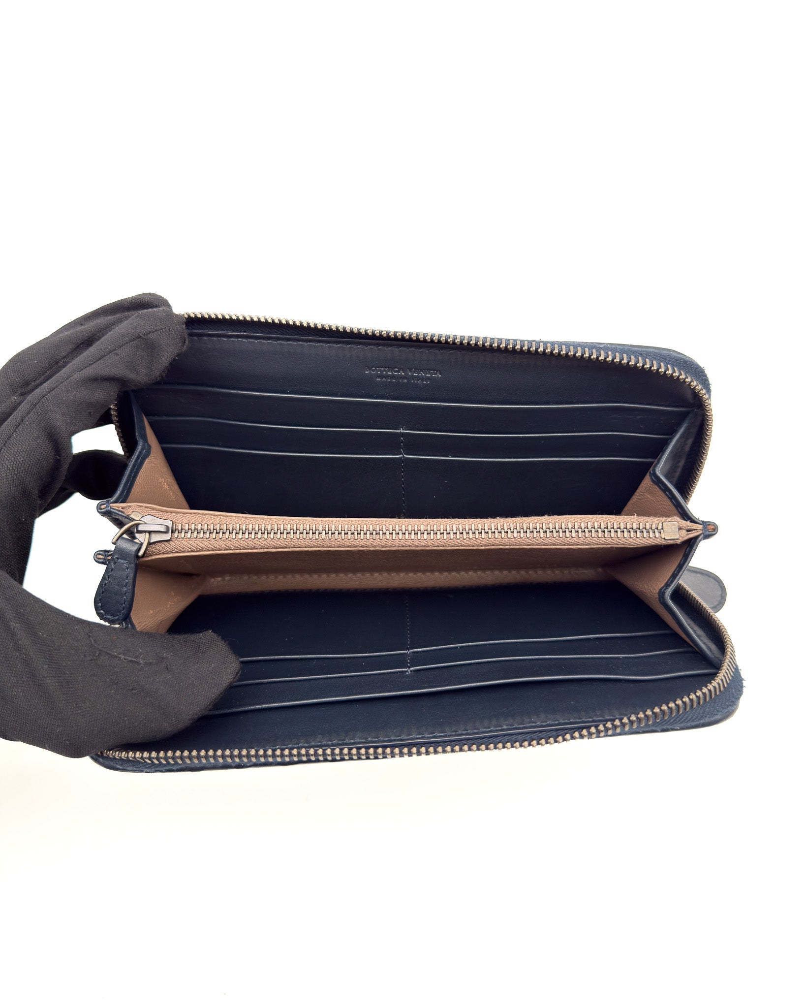 Bottega Veneta Intrecciato Woven Leather Zip-Around Wallet