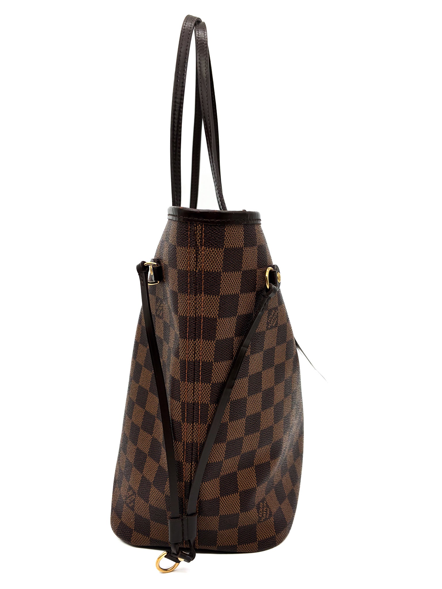Louis Vuitton Damier Ebene Canvas Neverfull MM With Red Interior Tote Shoulder Bag