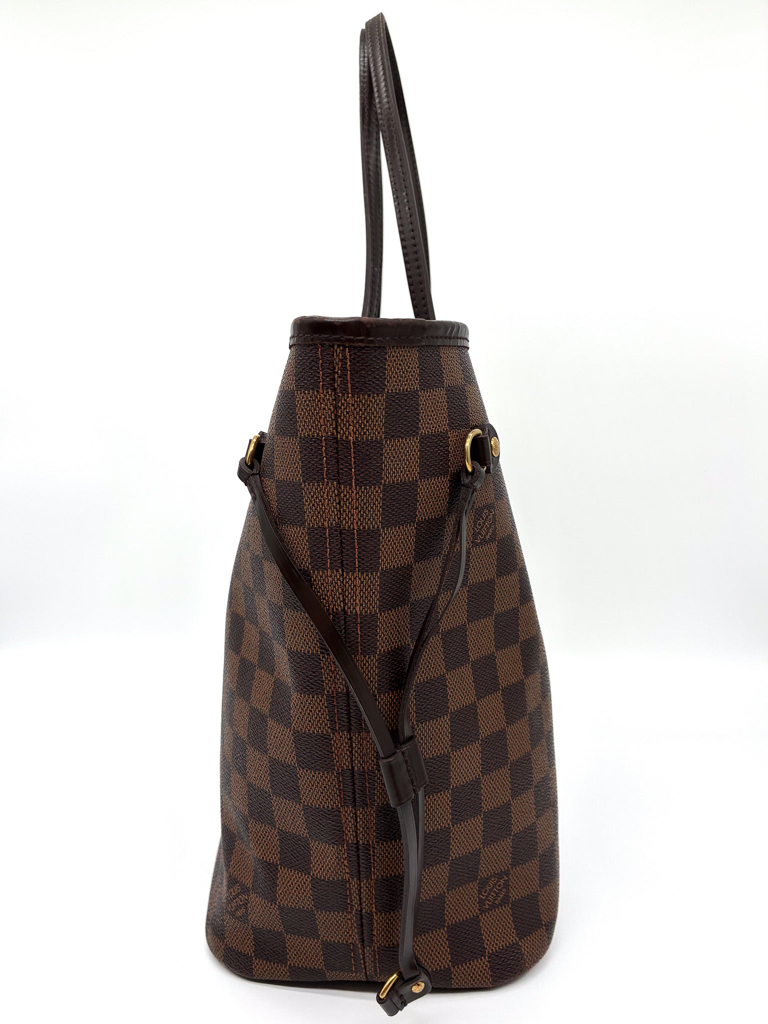 Louis Vuitton Damier Ebene Canvas Neverfull MM With Red Interior Tote Shoulder Bag
