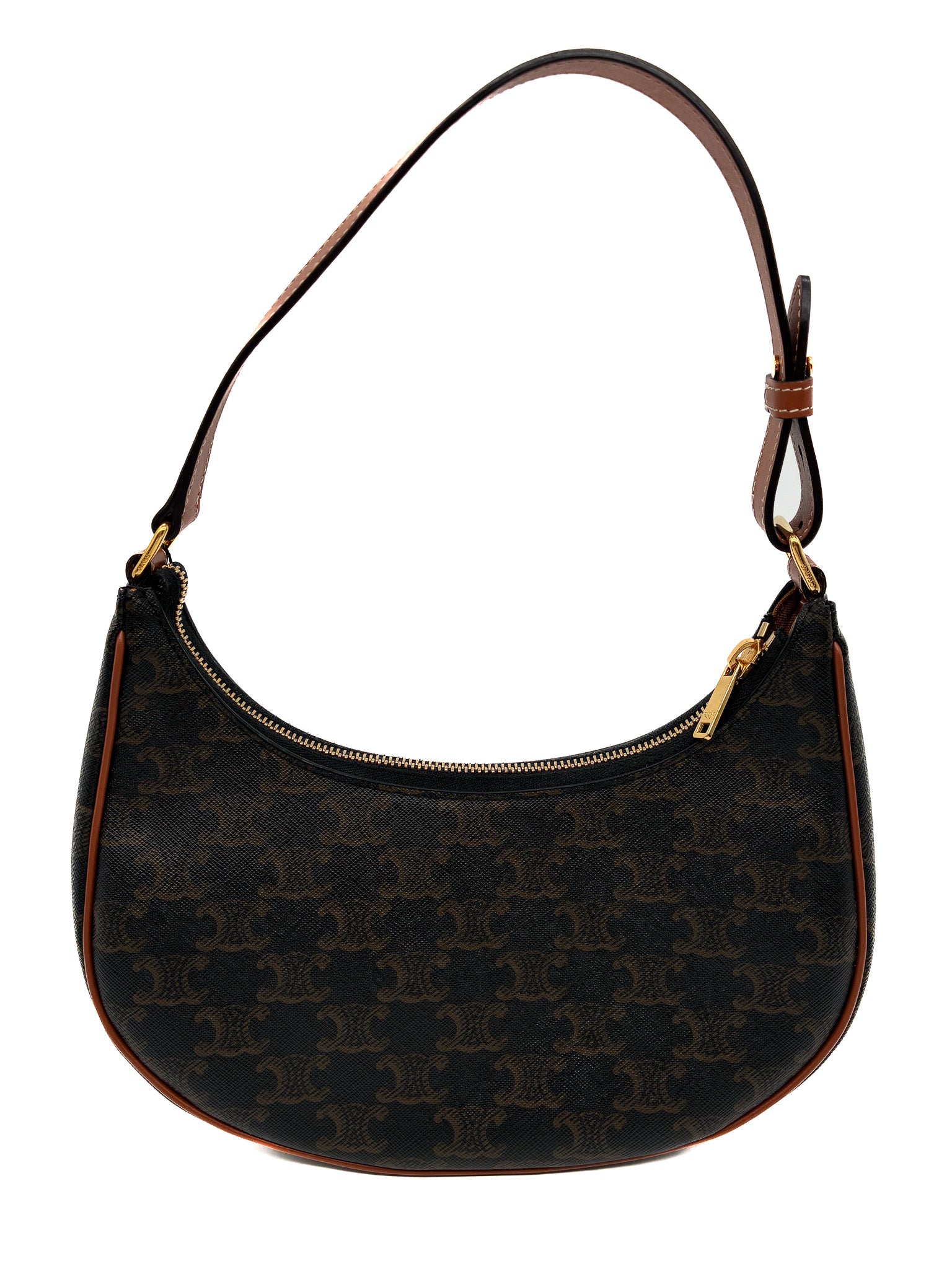 CELINE Triomphe Canvas Calfskin Ava Shoulder Bag Tan