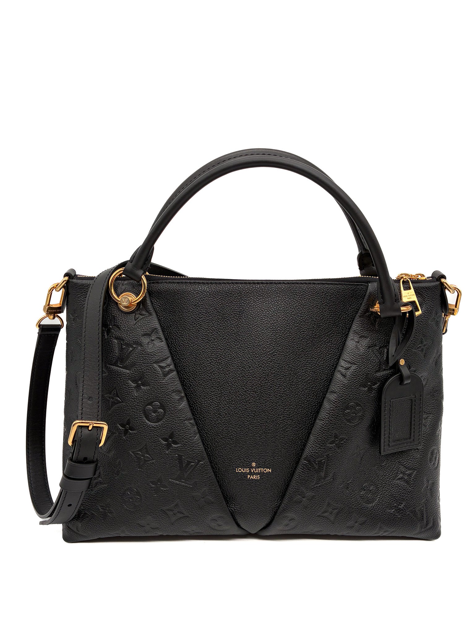 Louis Vuitton V Tote MM in Black Monogram Empreinte Leather with GHW