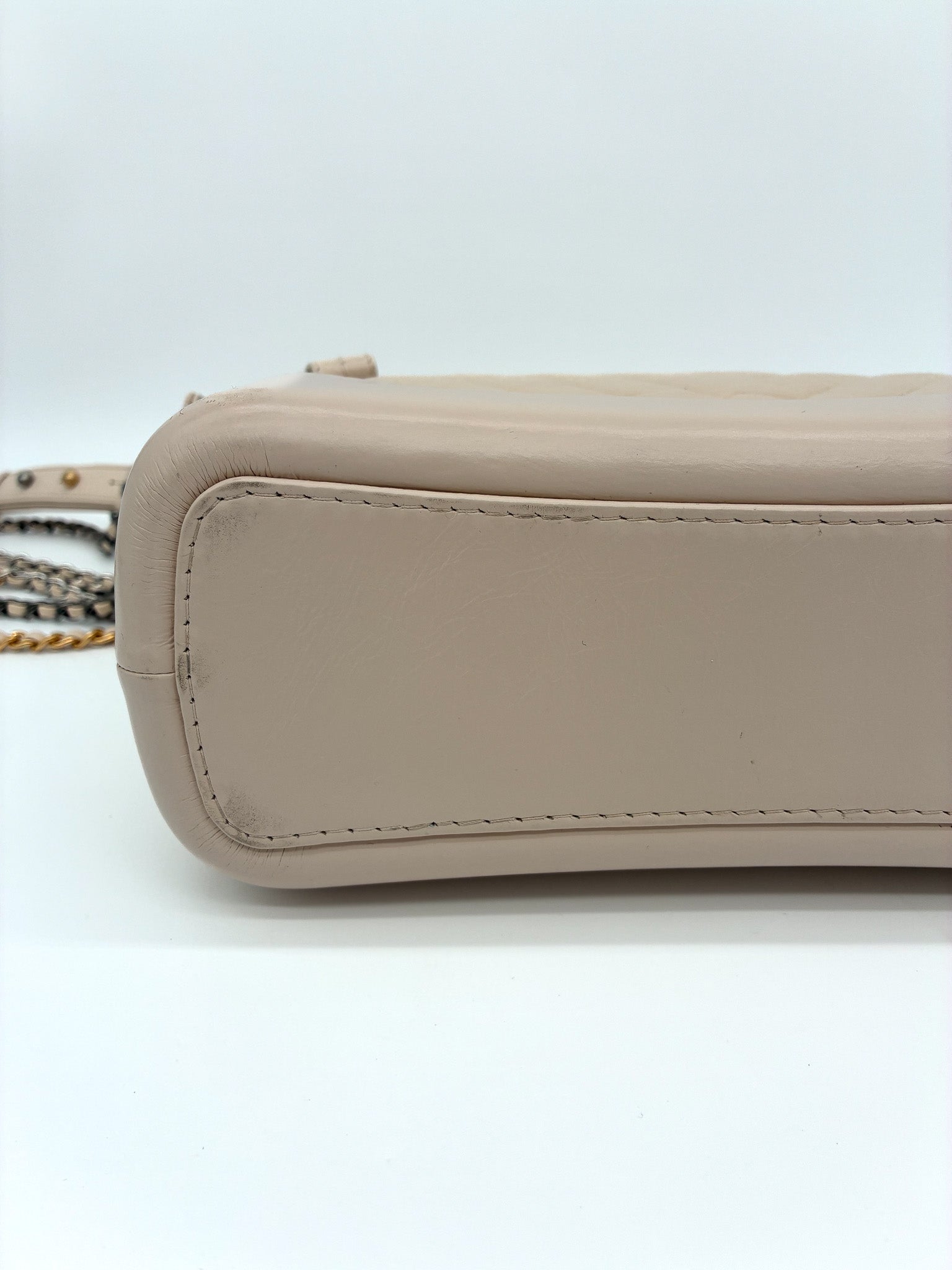 Chanel Aged Calfskin Chevron Quilted Medium Gabrielle Hobo Beige