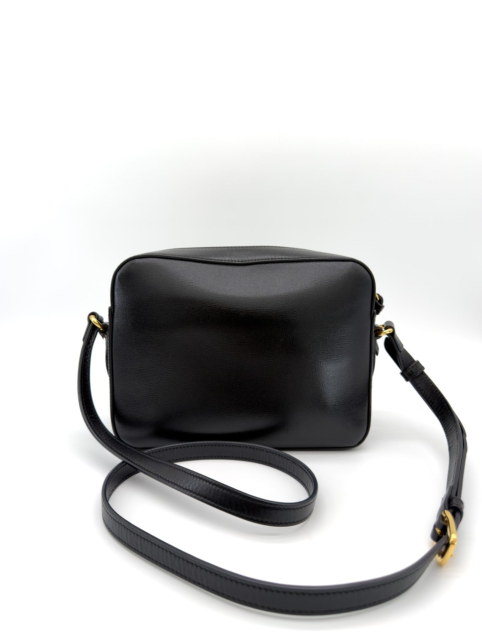 Gucci Textured Calfskin Small Horsebit 1955 Shoulder Bag Black