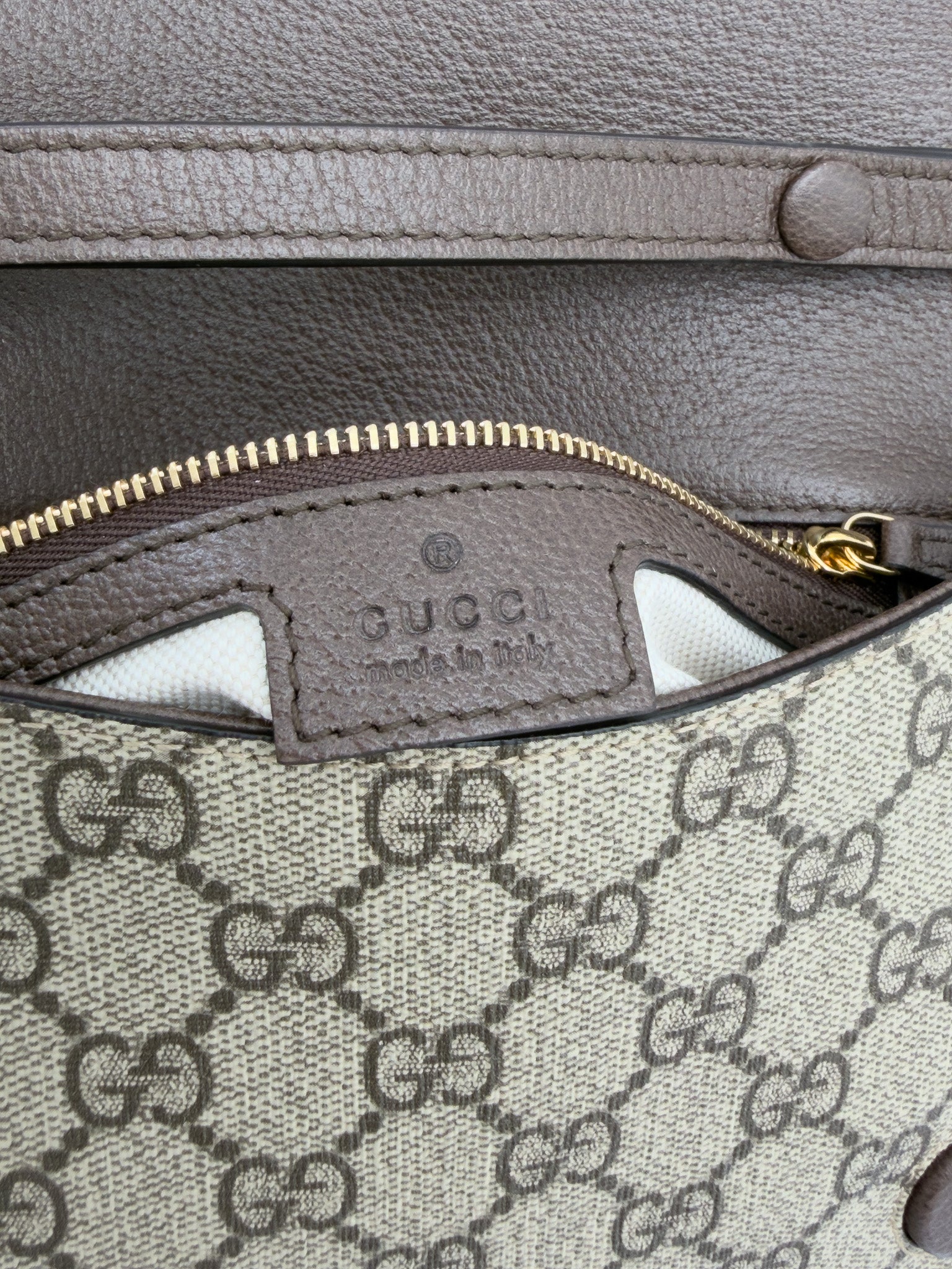 Gucci GG Supreme Blondie Chain Shoulder Flap Bag Beige Ebony