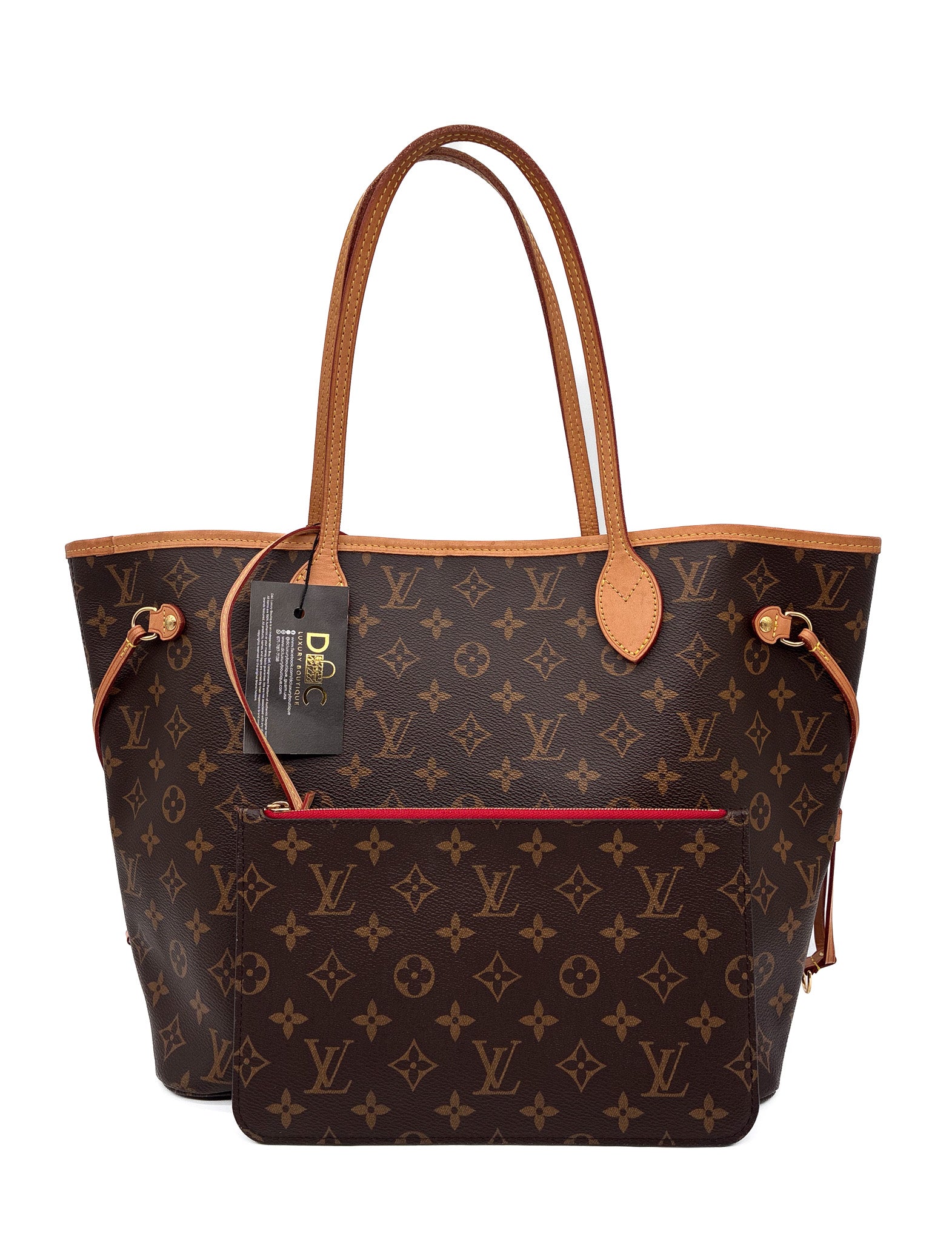 Louis Vuitton Neverfull MM in Monogram Canvas Ft Cerise Red Lining