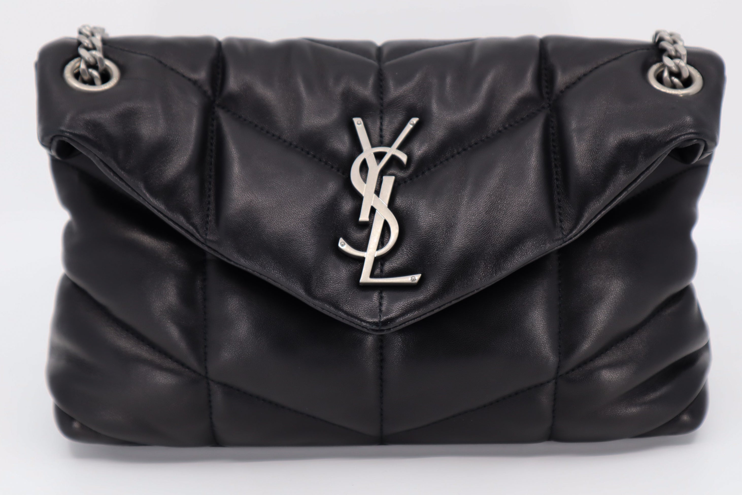 Saint Laurent Black Puffer Leather Small Loulou Shoulder Bag