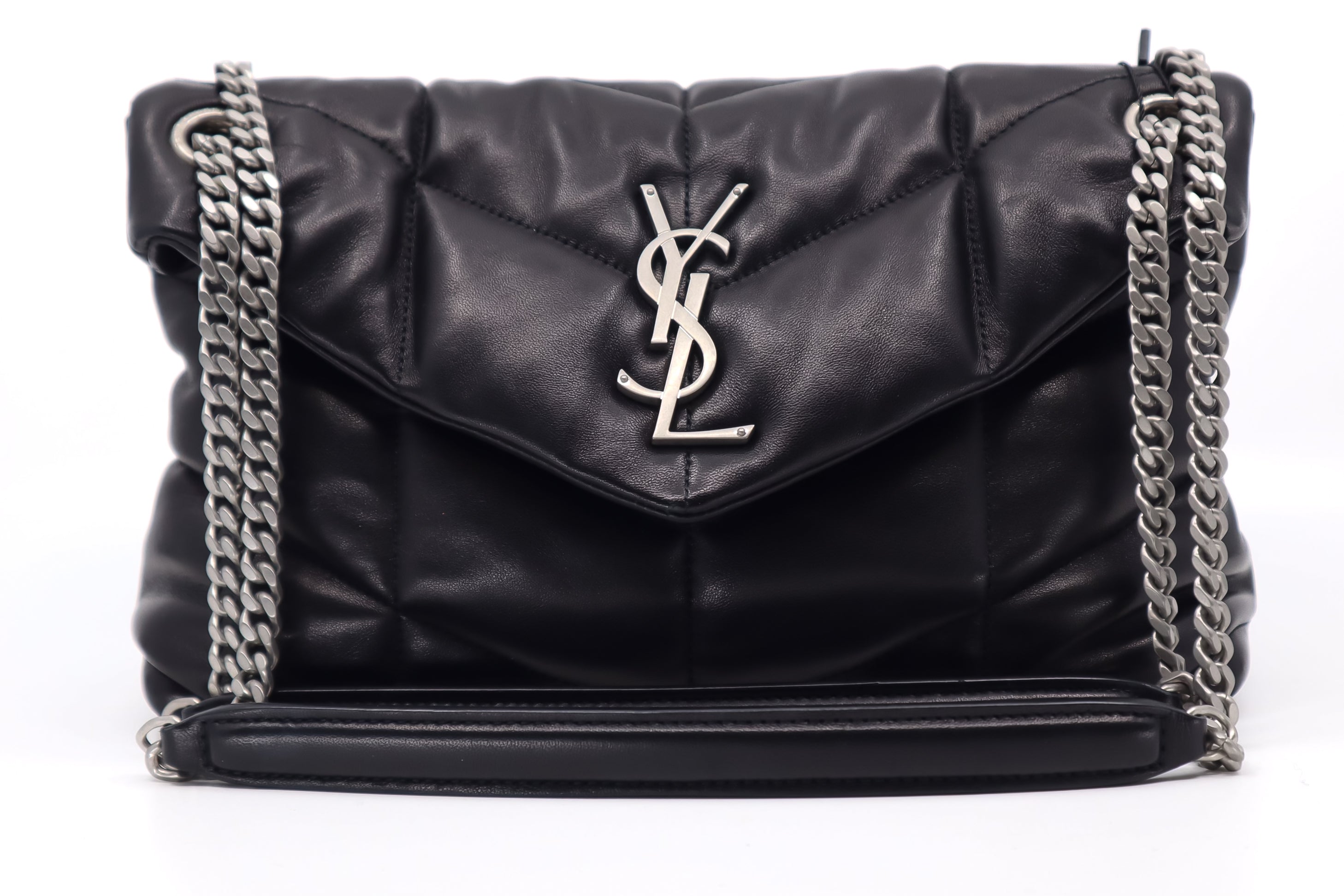 Saint Laurent Black Puffer Leather Small Loulou Shoulder Bag