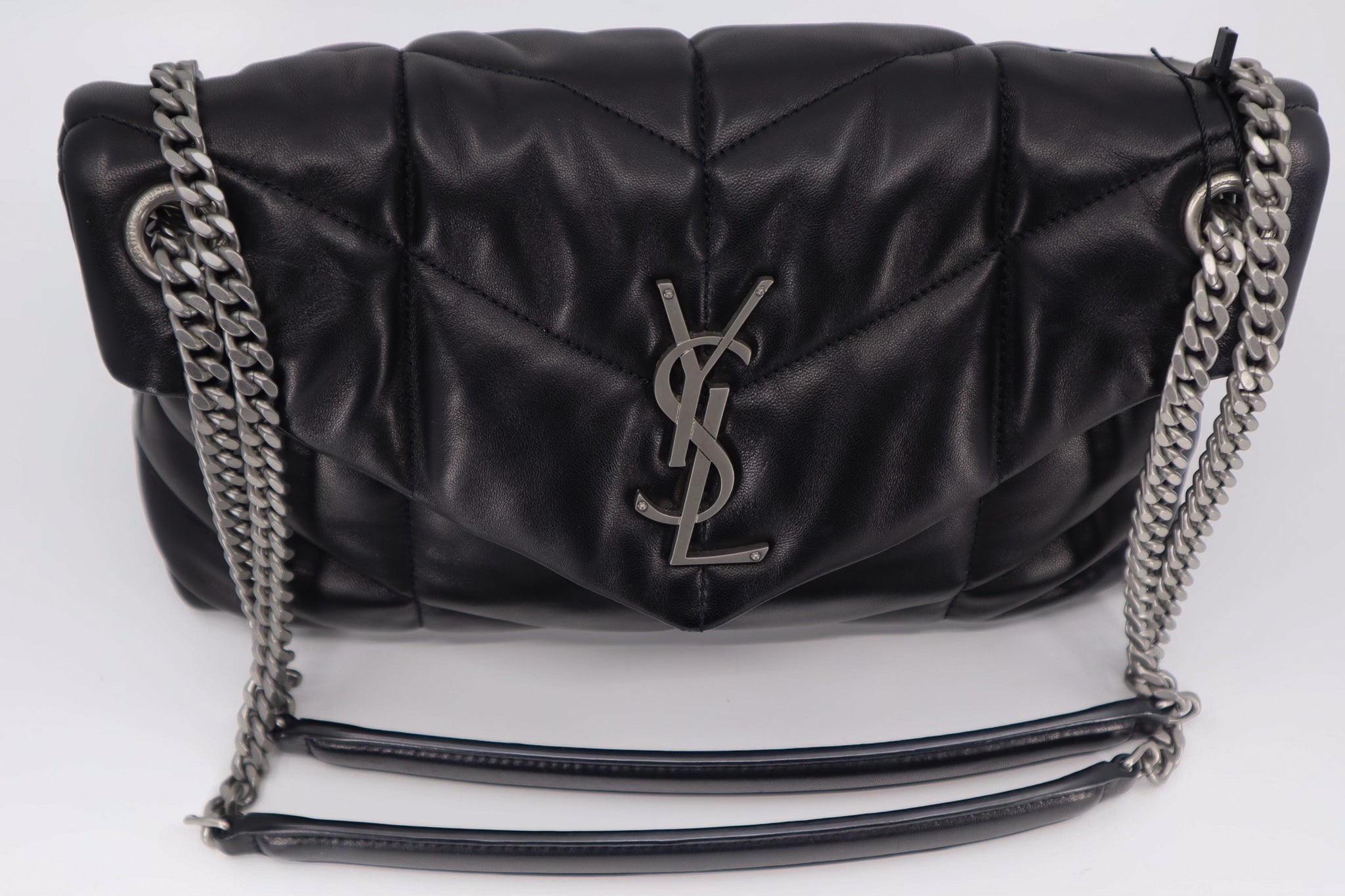 Saint Laurent Black Puffer Leather Small Loulou Shoulder Bag