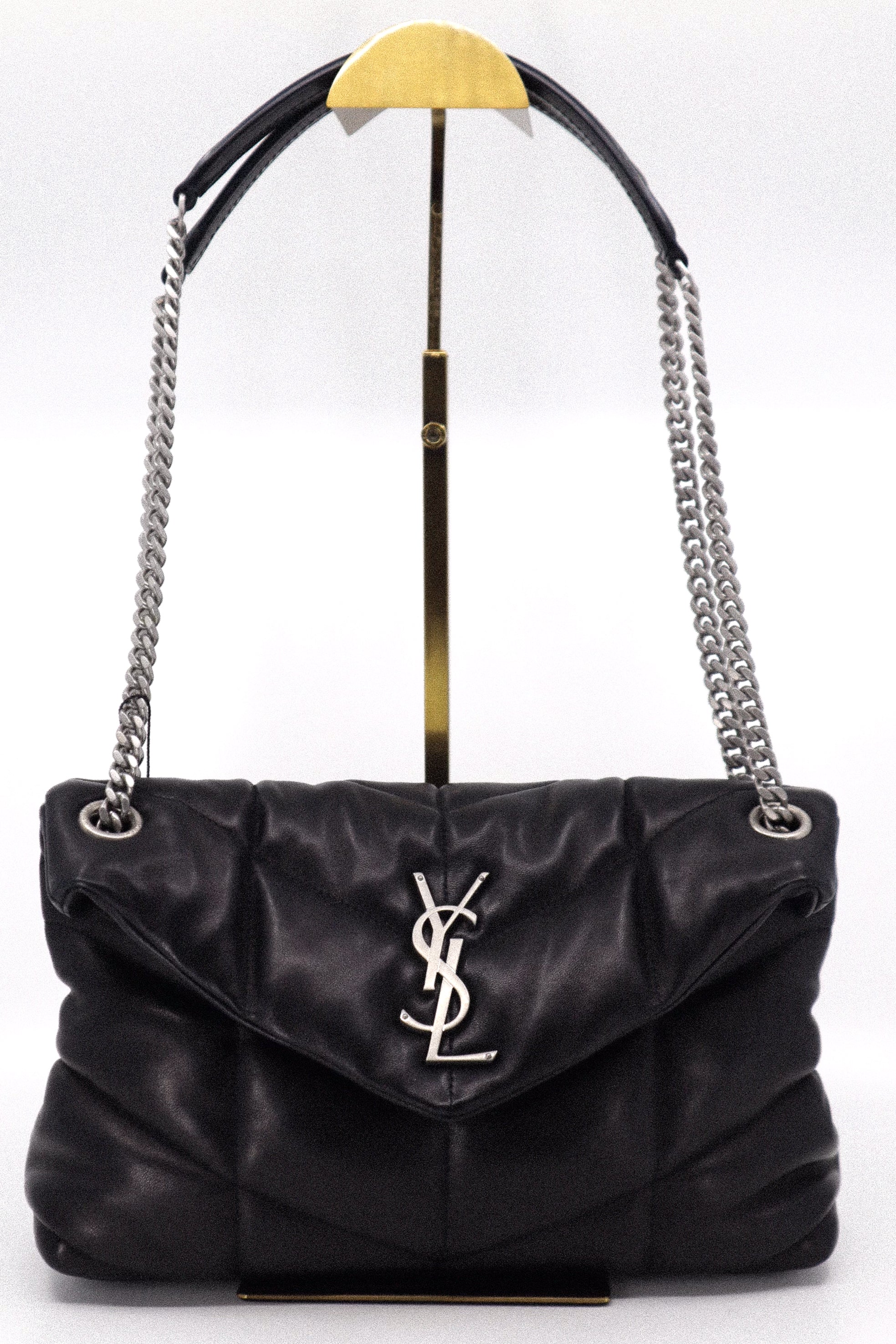 Saint Laurent Black Puffer Leather Small Loulou Shoulder Bag