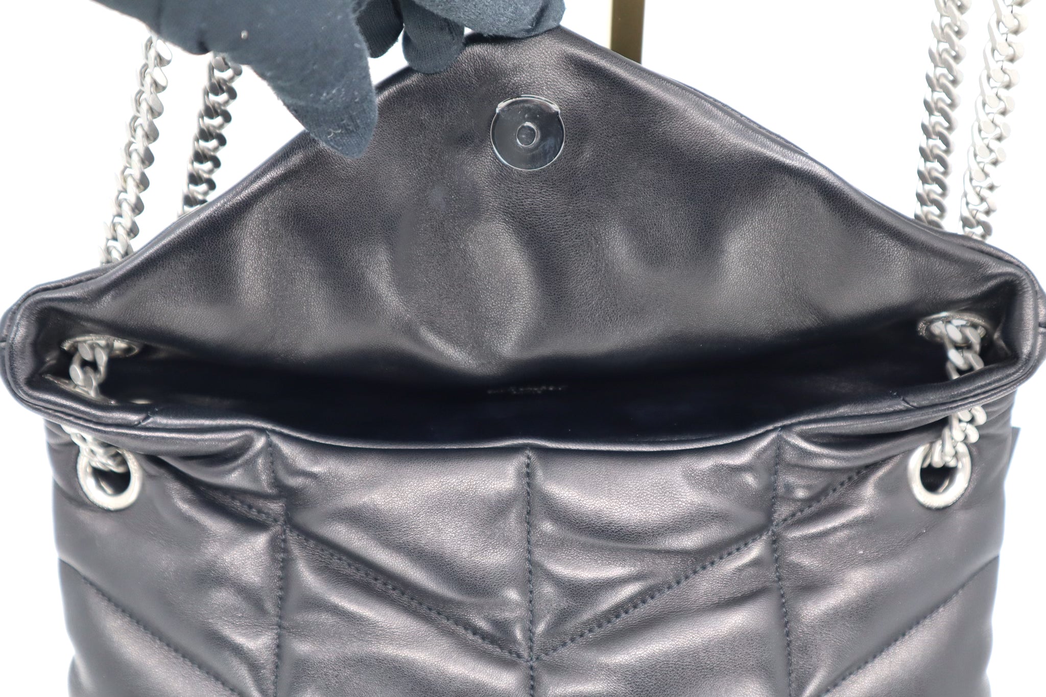 Saint Laurent Black Puffer Leather Small Loulou Shoulder Bag