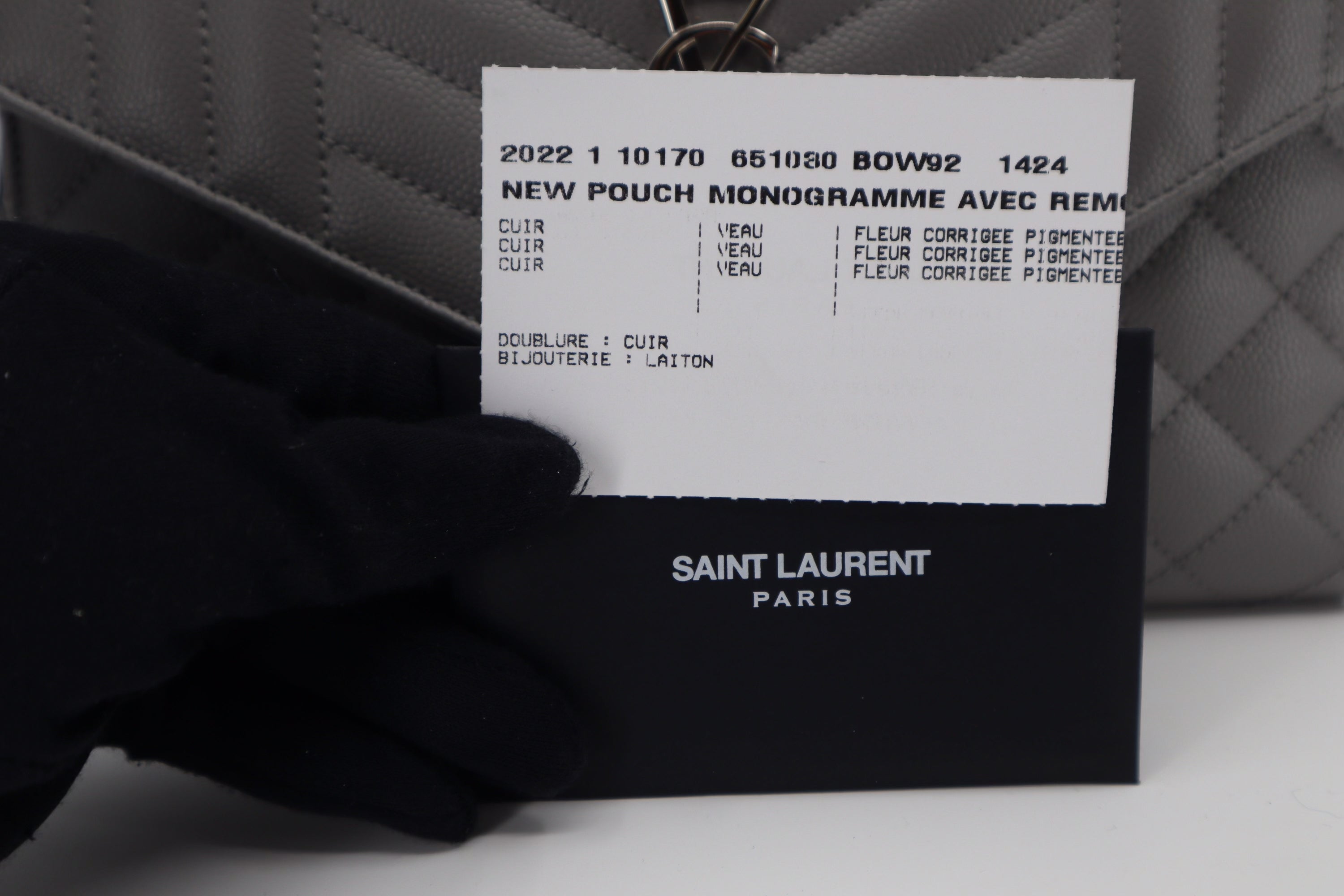 Saint Laurent Pouch YSL Flap Wristlet Bag in Gray