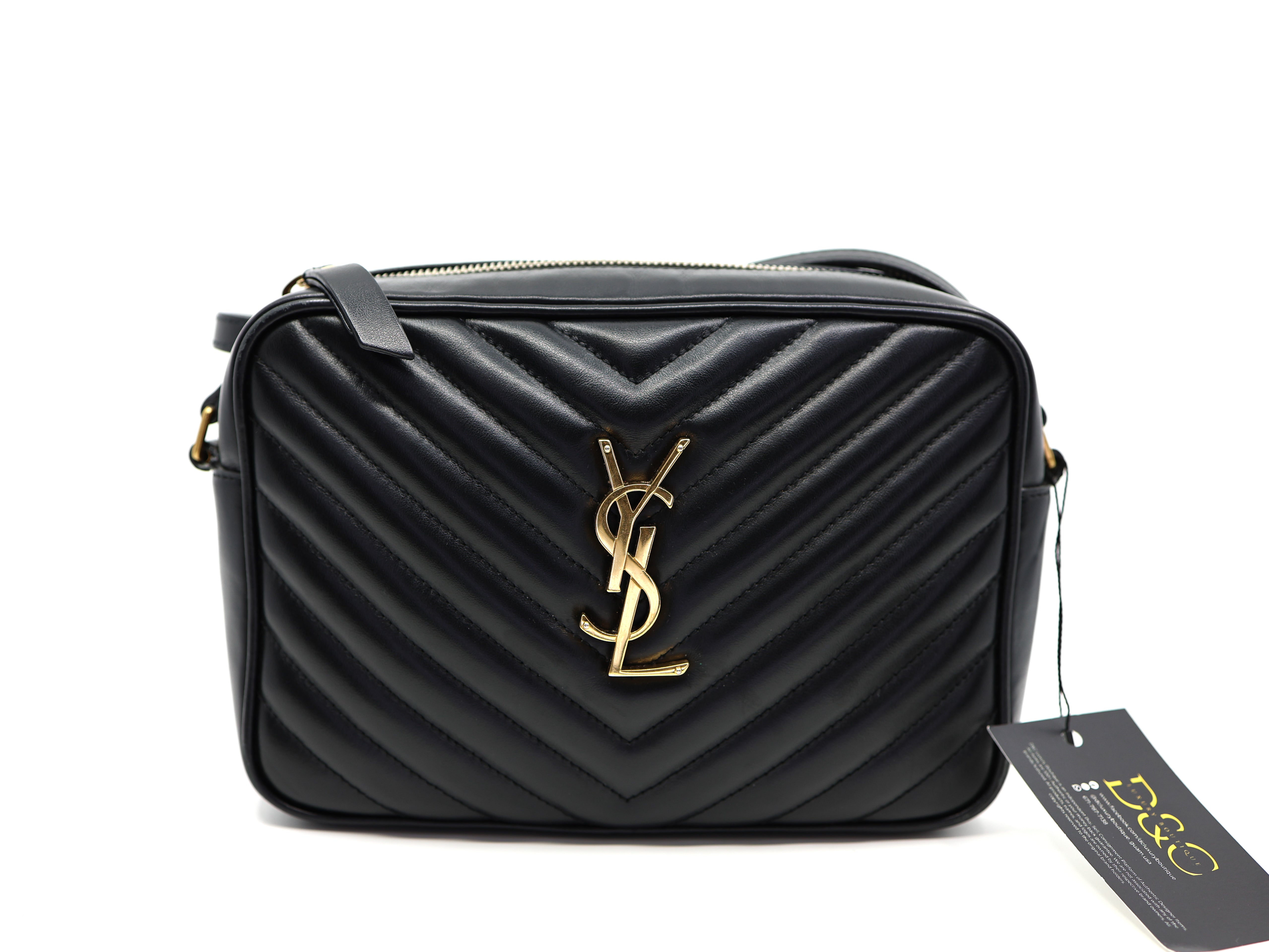 Saint Laurent  Calfskin Matelasse Monogram Lou Camera Bag Black