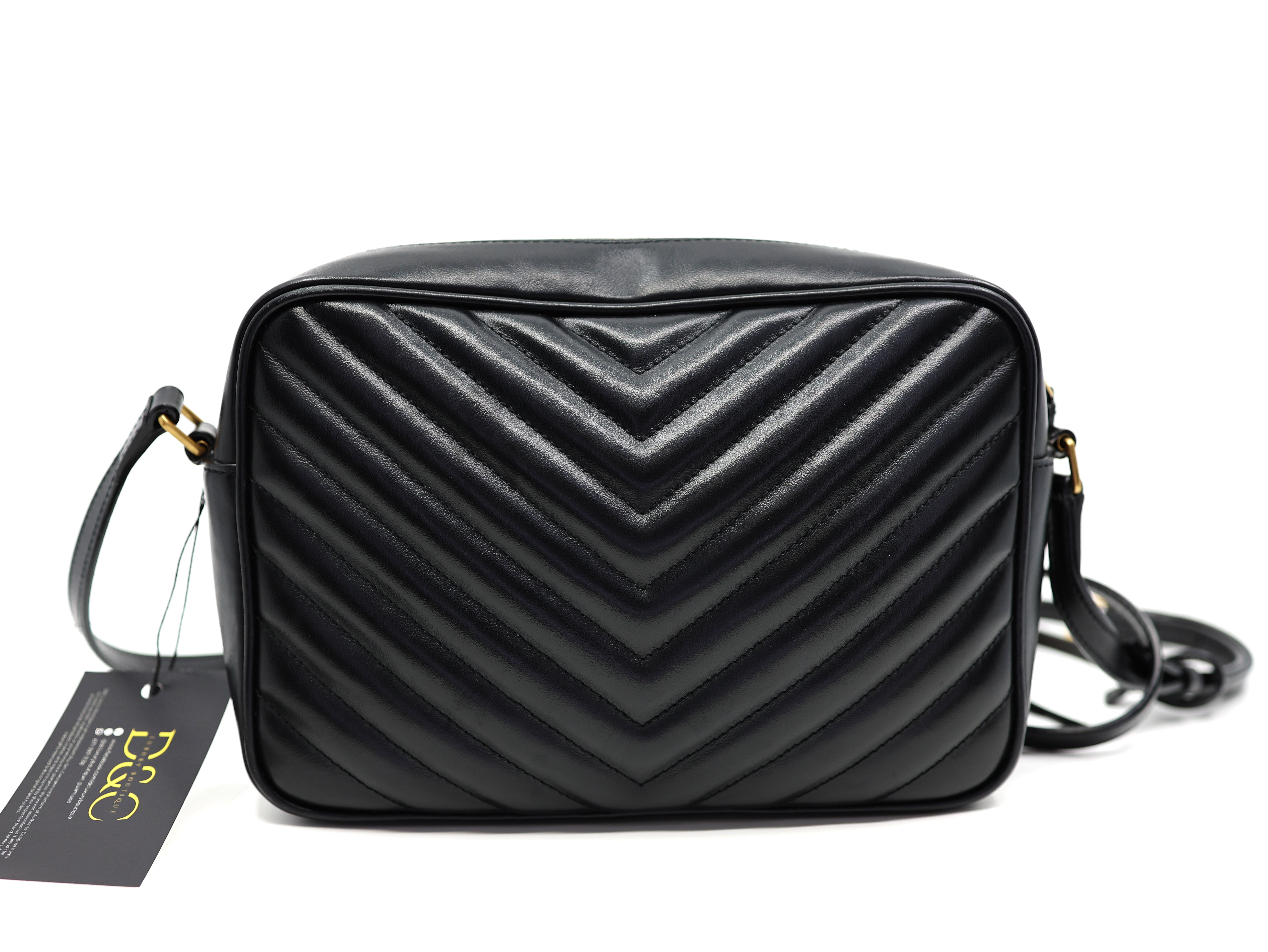 Saint Laurent  Calfskin Matelasse Monogram Lou Camera Bag Black