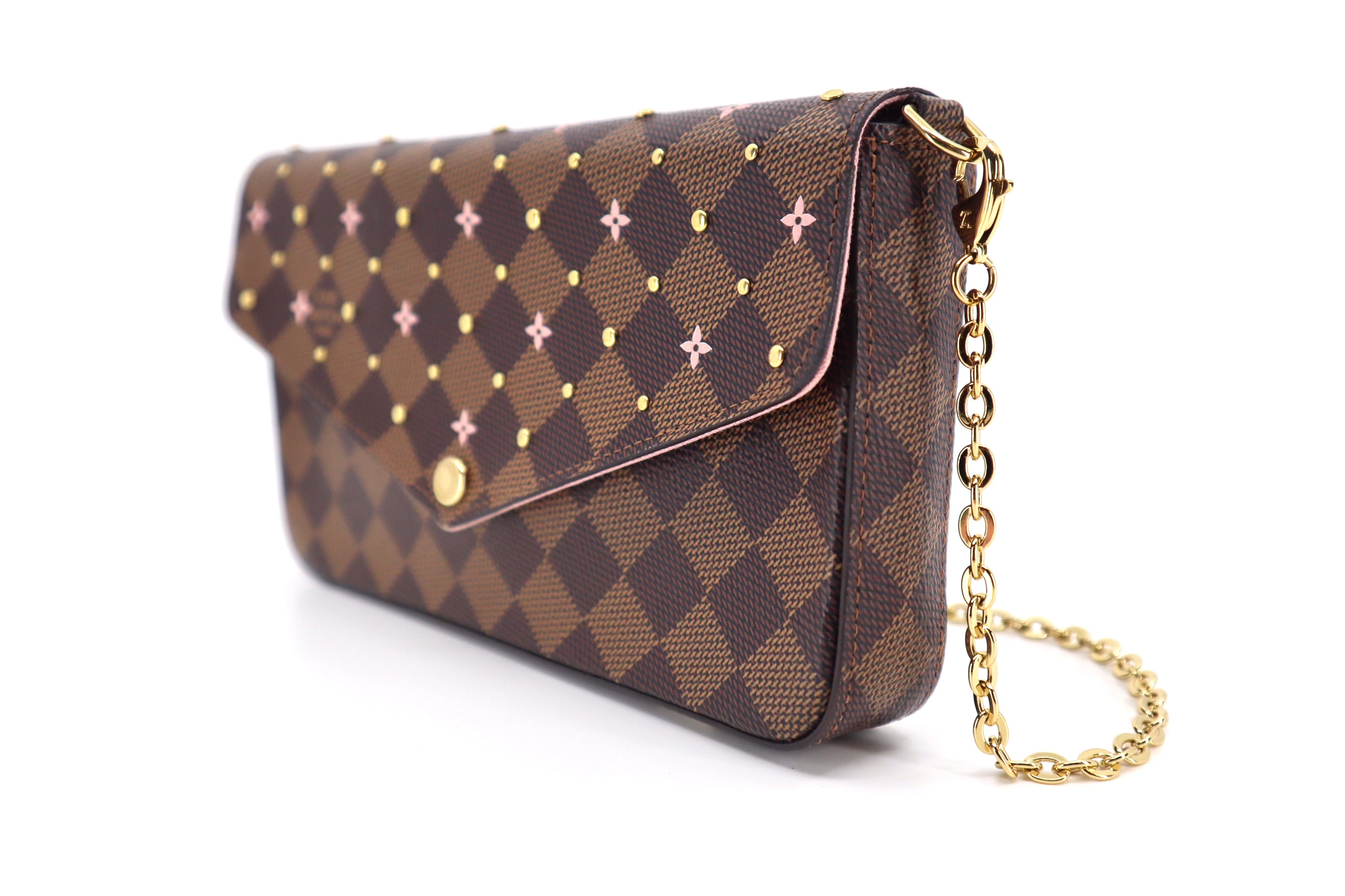 Louis Vuitton Felicie Pochette Flower Printed Studded Damier Ebene ( Limited Edition)