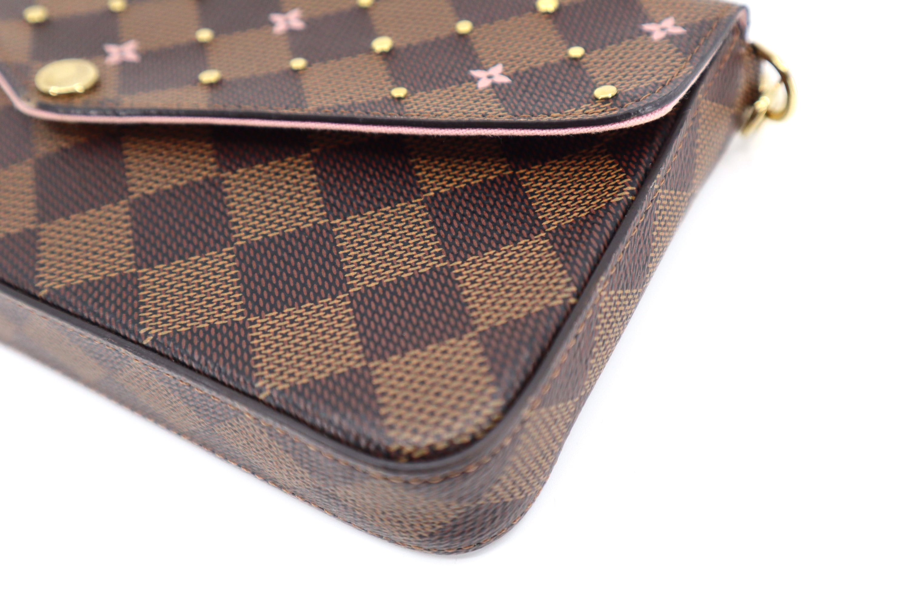 Louis Vuitton Felicie Pochette Flower Printed Studded Damier Ebene ( Limited Edition)