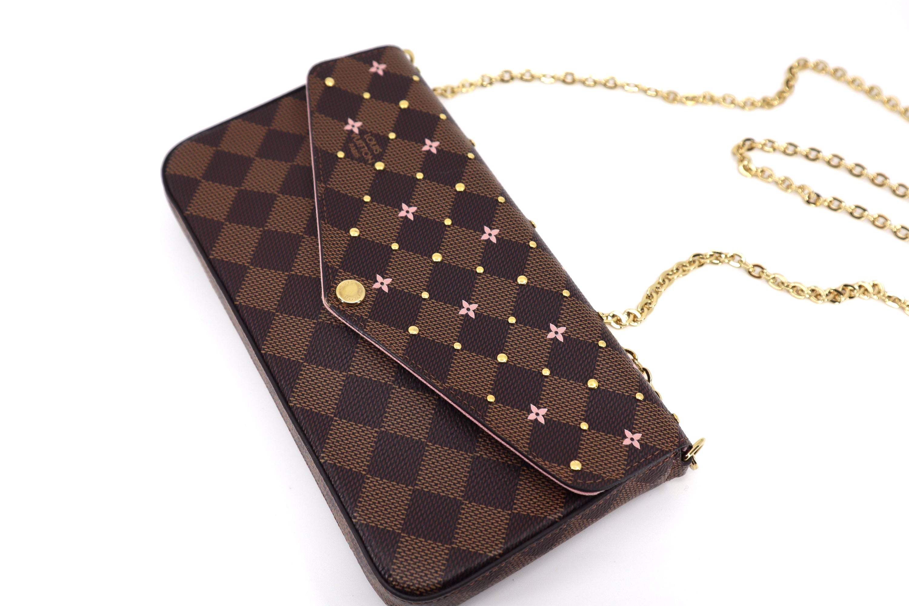 Louis Vuitton Felicie Pochette Flower Printed Studded Damier Ebene ( Limited Edition)