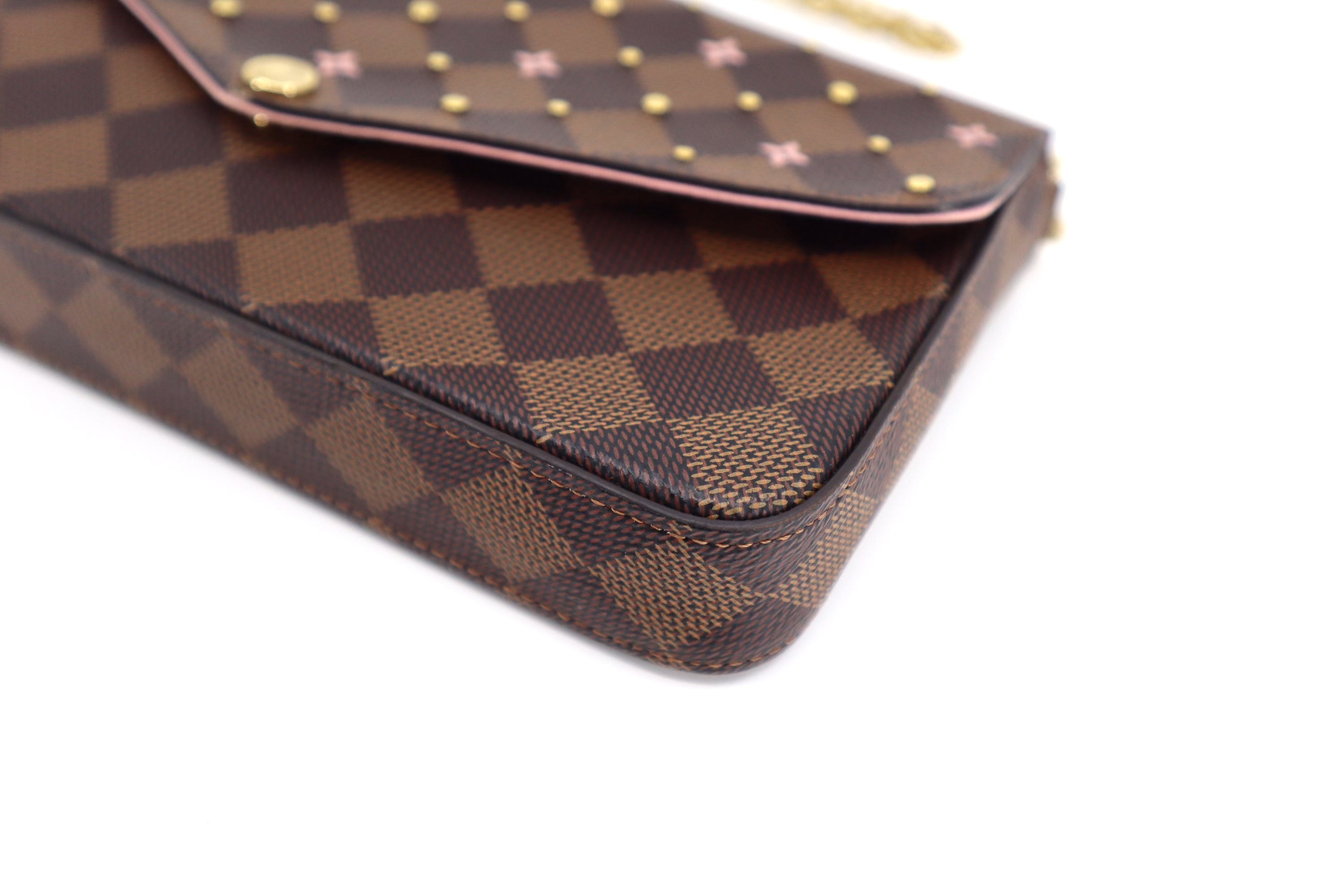 Louis Vuitton Felicie Pochette Flower Printed Studded Damier Ebene ( Limited Edition)