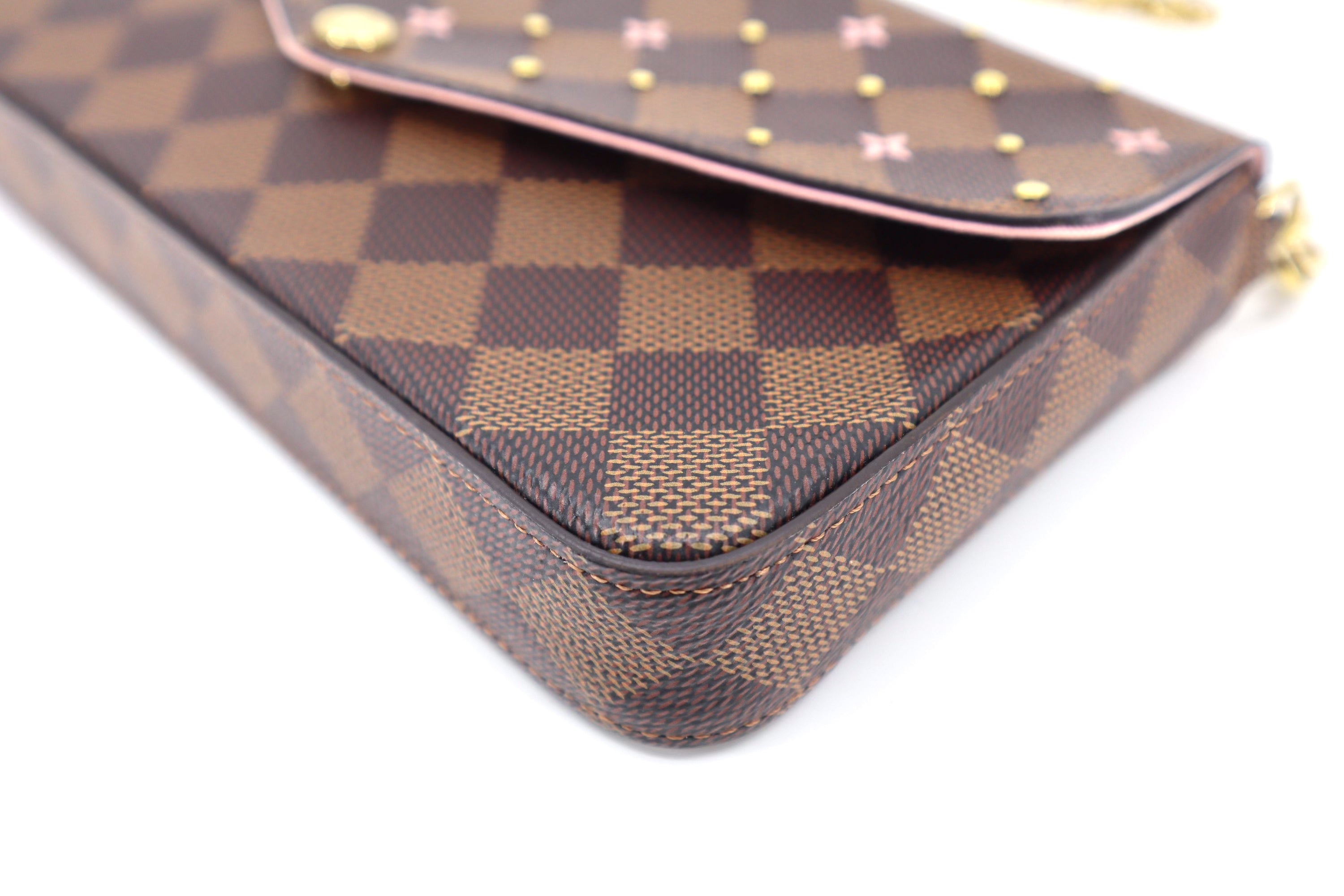 Louis Vuitton Felicie Pochette Flower Printed Studded Damier Ebene ( Limited Edition)