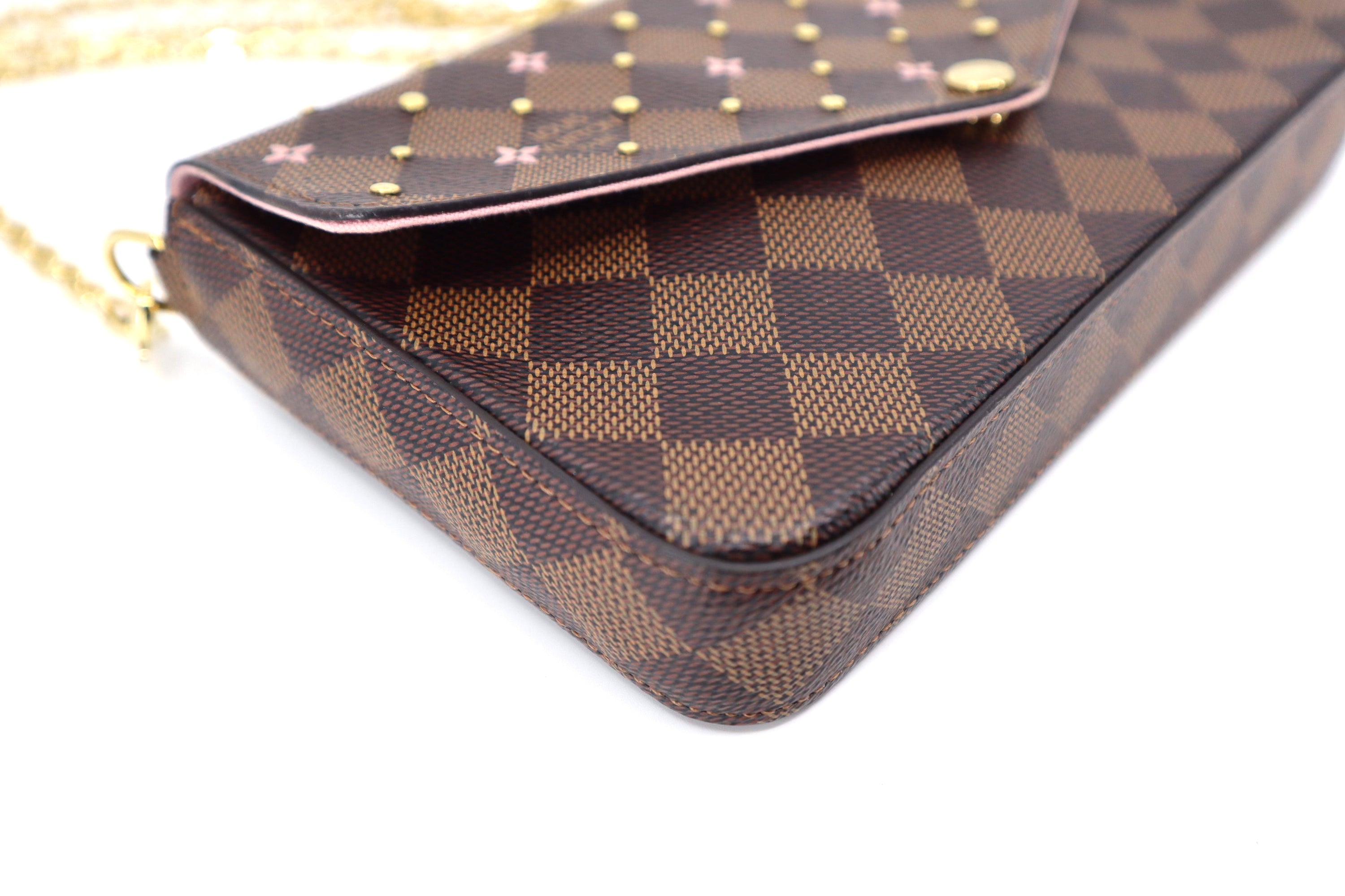 Louis Vuitton Felicie Pochette Flower Printed Studded Damier Ebene ( Limited Edition)