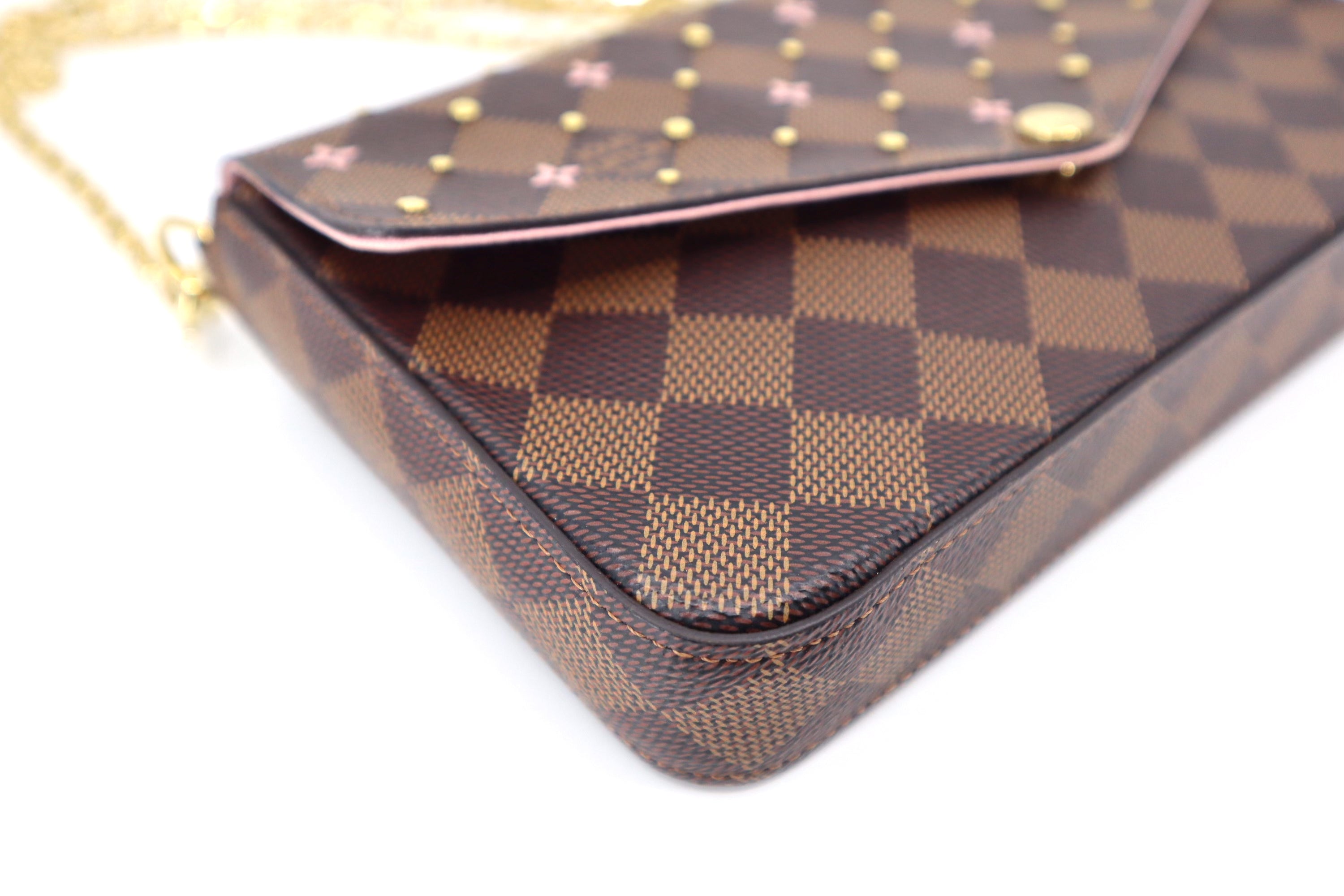 Louis Vuitton Felicie Pochette Flower Printed Studded Damier Ebene ( Limited Edition)