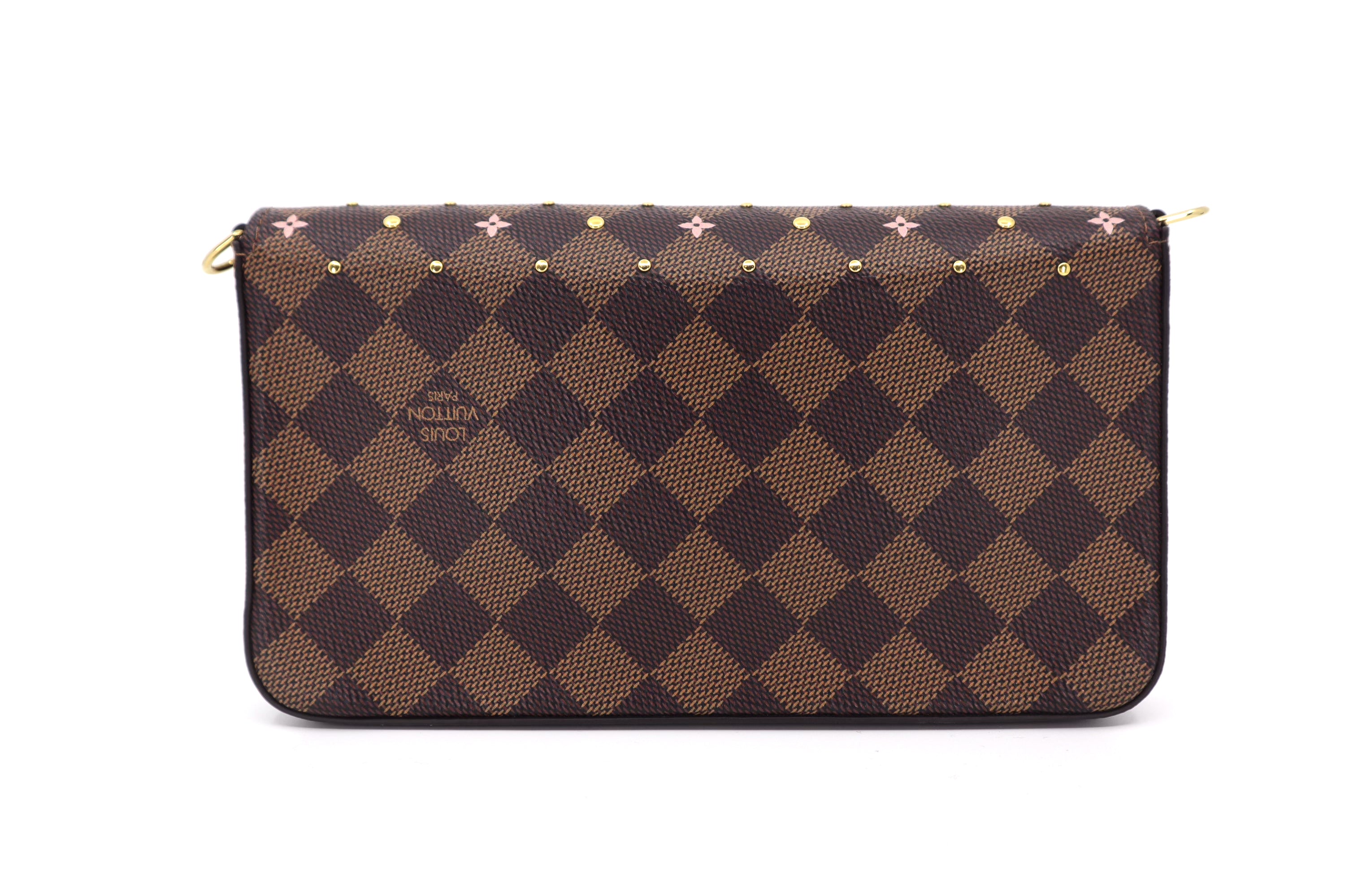 Louis Vuitton Felicie Pochette Flower Printed Studded Damier Ebene ( Limited Edition)