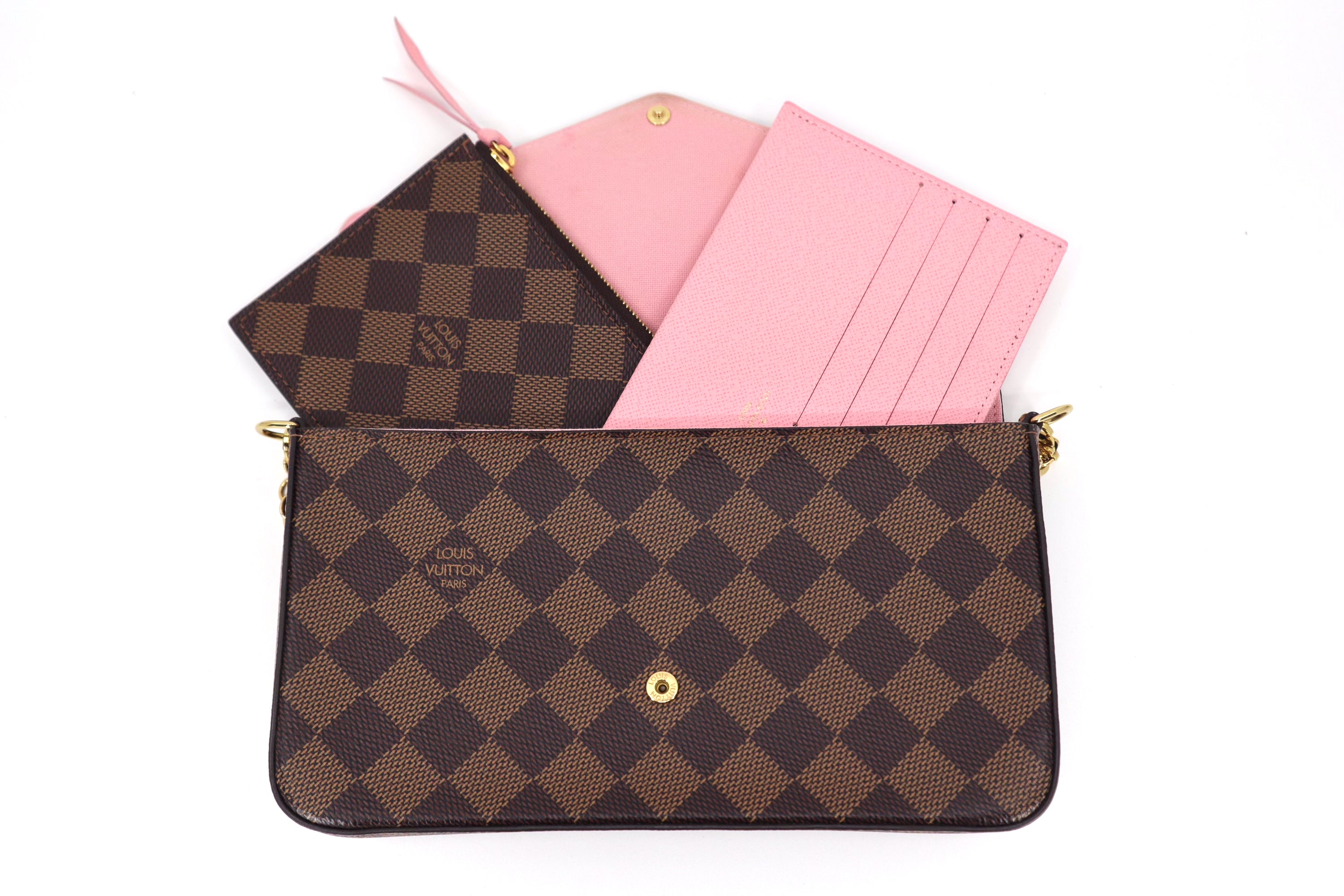 Louis Vuitton Felicie Pochette Flower Printed Studded Damier Ebene ( Limited Edition)