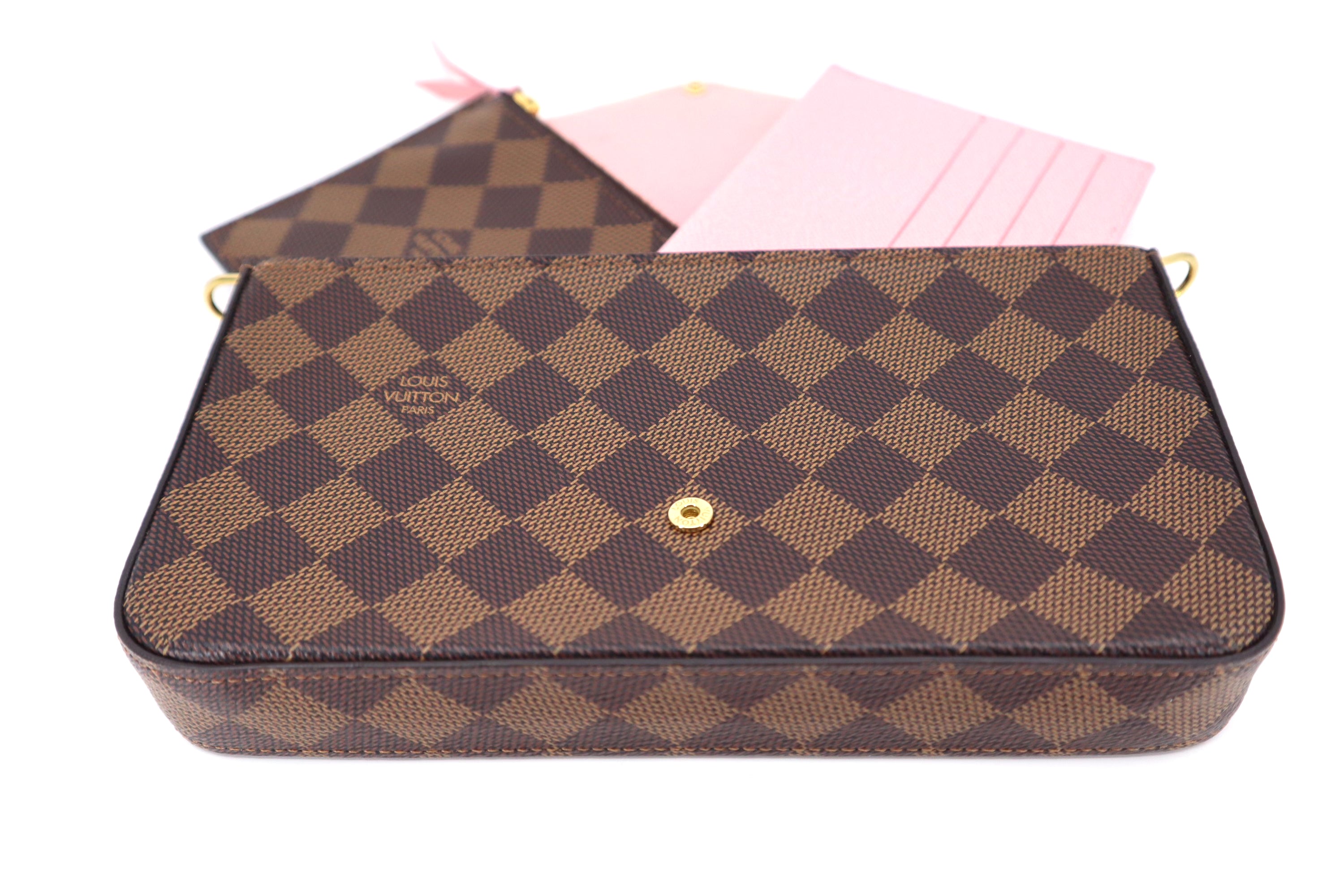 Louis Vuitton Felicie Pochette Flower Printed Studded Damier Ebene ( Limited Edition)