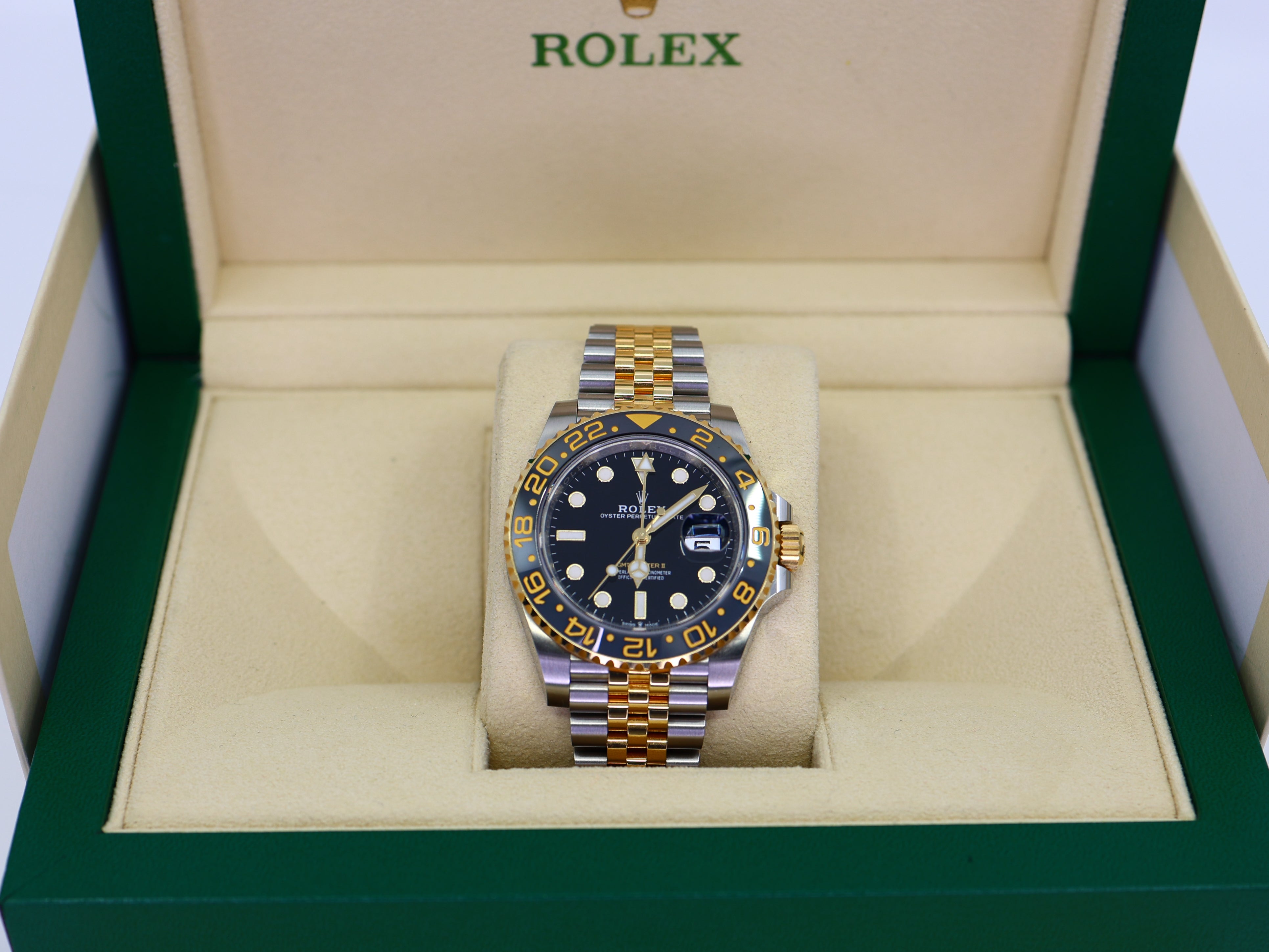 Rolex GMT-Master II 40mm 126713GRNR Two-Tone Jubilee Black Dial