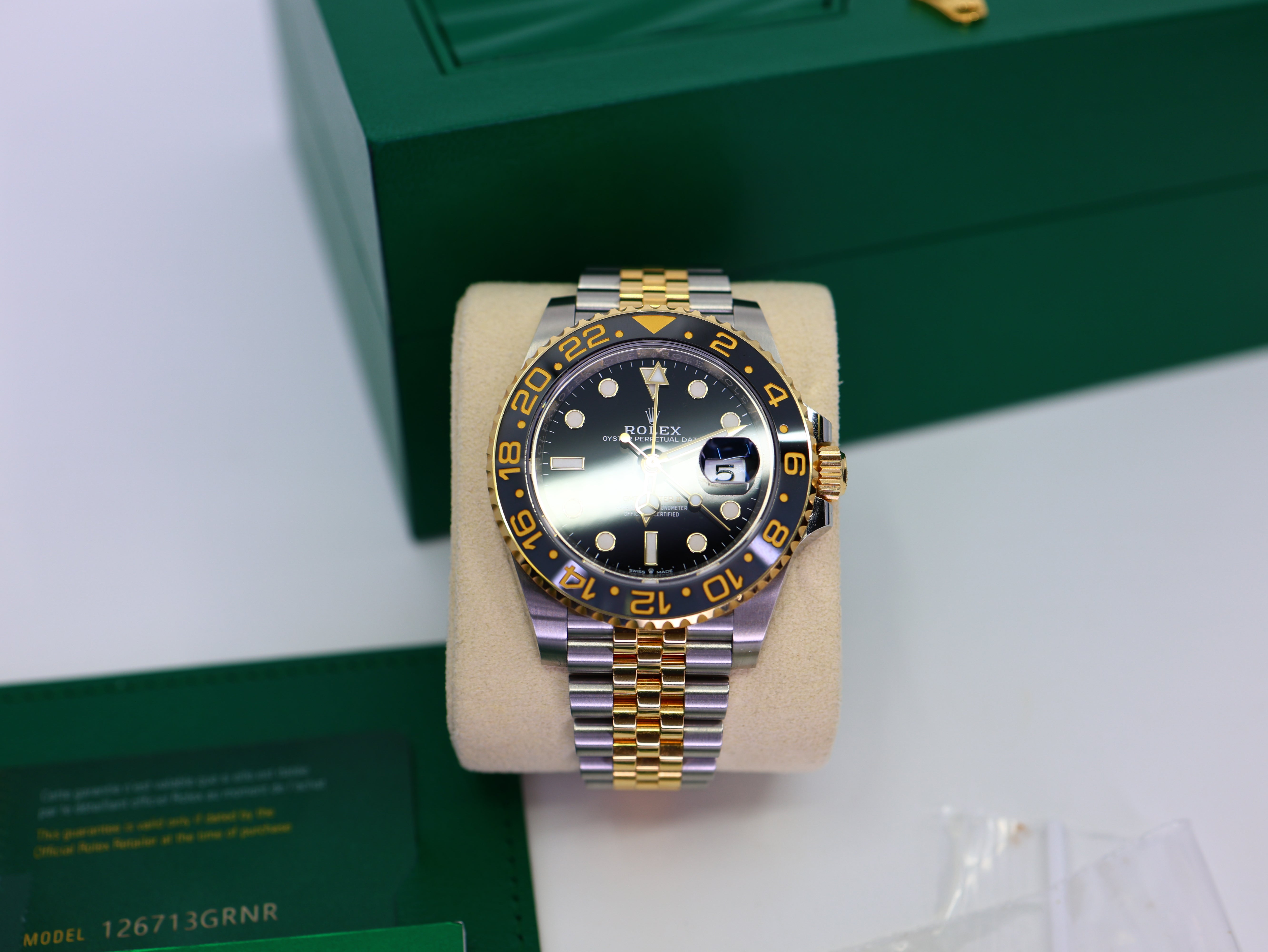 Rolex GMT-Master II 40mm 126713GRNR Two-Tone Jubilee Black Dial