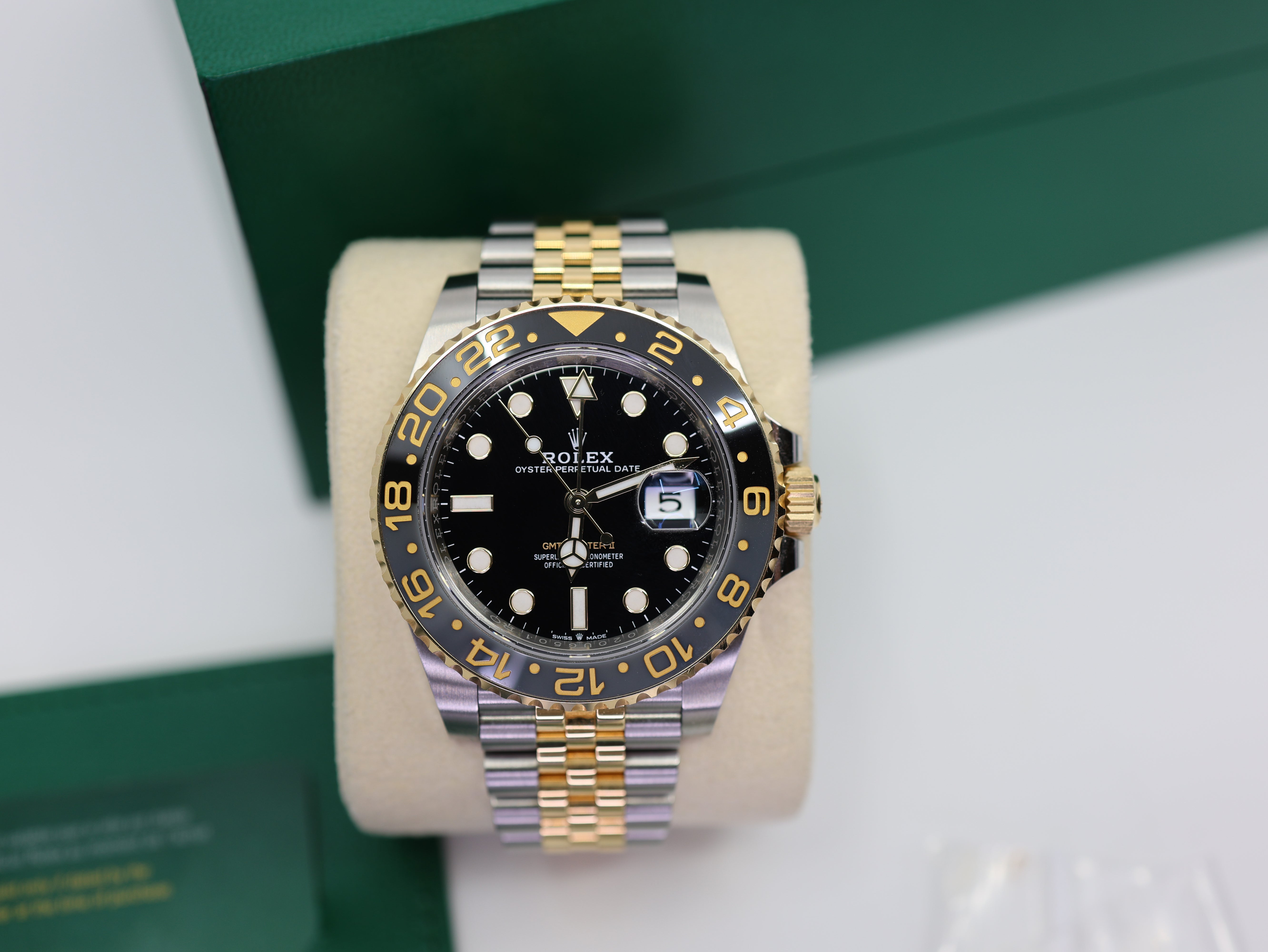 Rolex GMT-Master II 40mm 126713GRNR Two-Tone Jubilee Black Dial