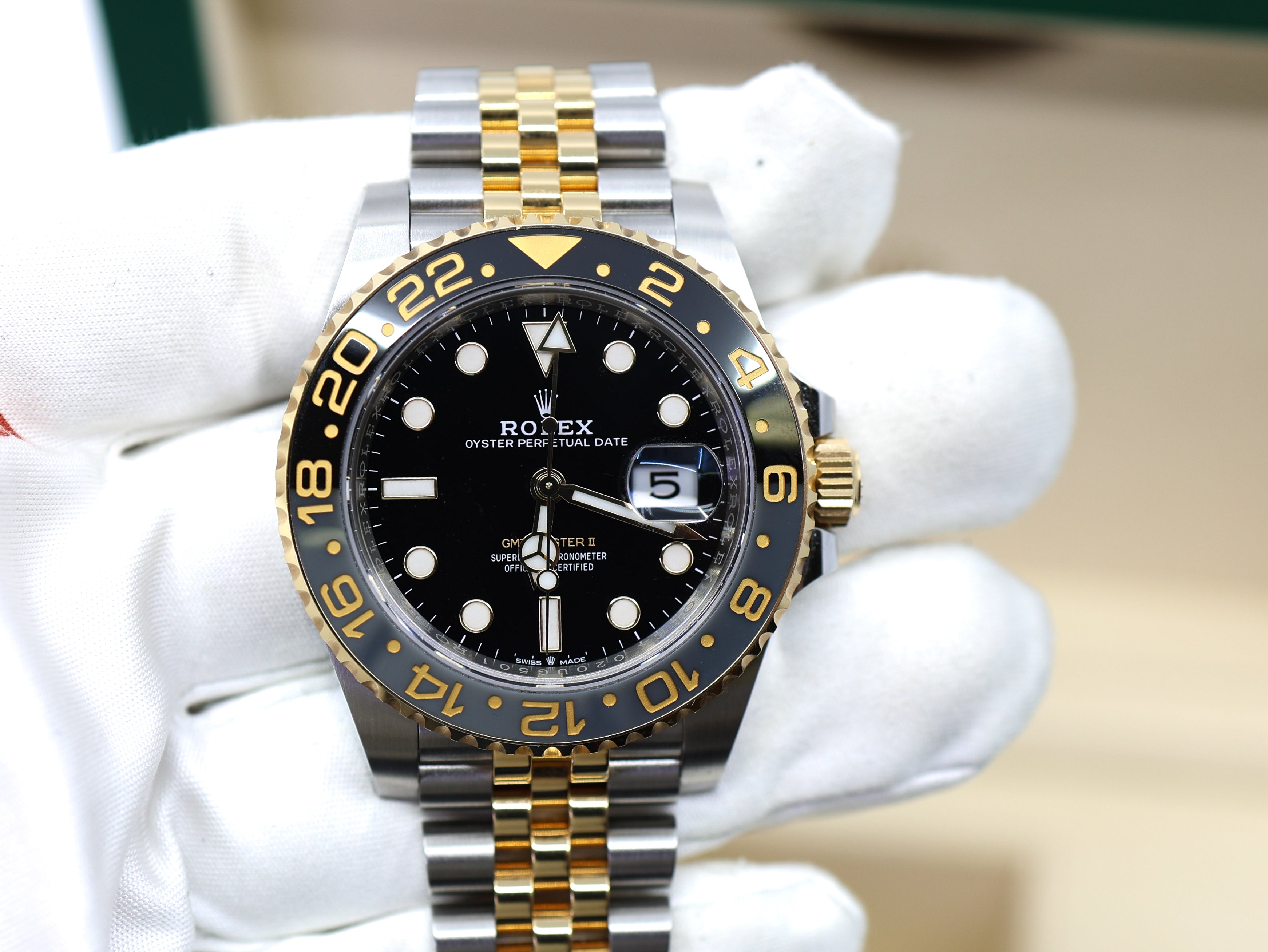 Rolex GMT-Master II 40mm 126713GRNR Two-Tone Jubilee Black Dial