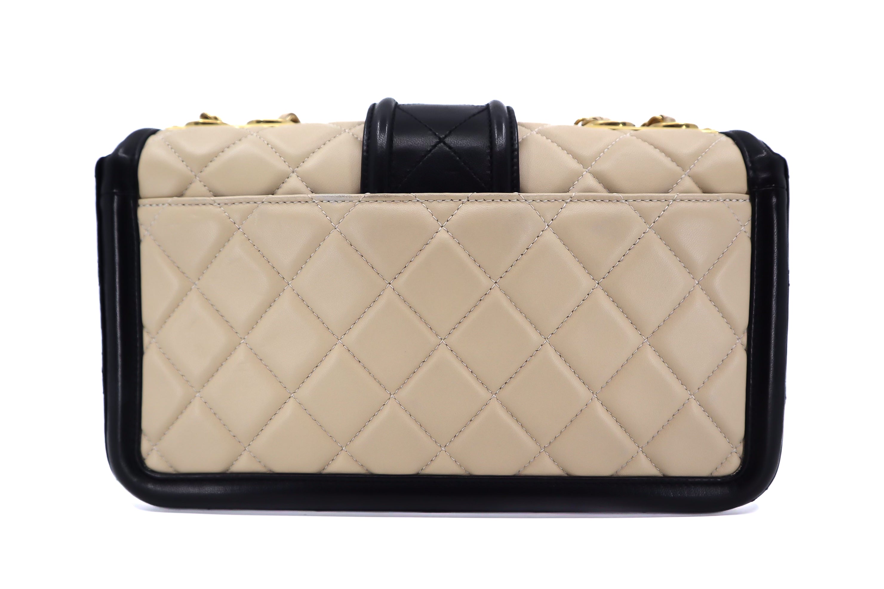 Chanel Lambskin Quilted Medium Elegant CC Flap Beige Black