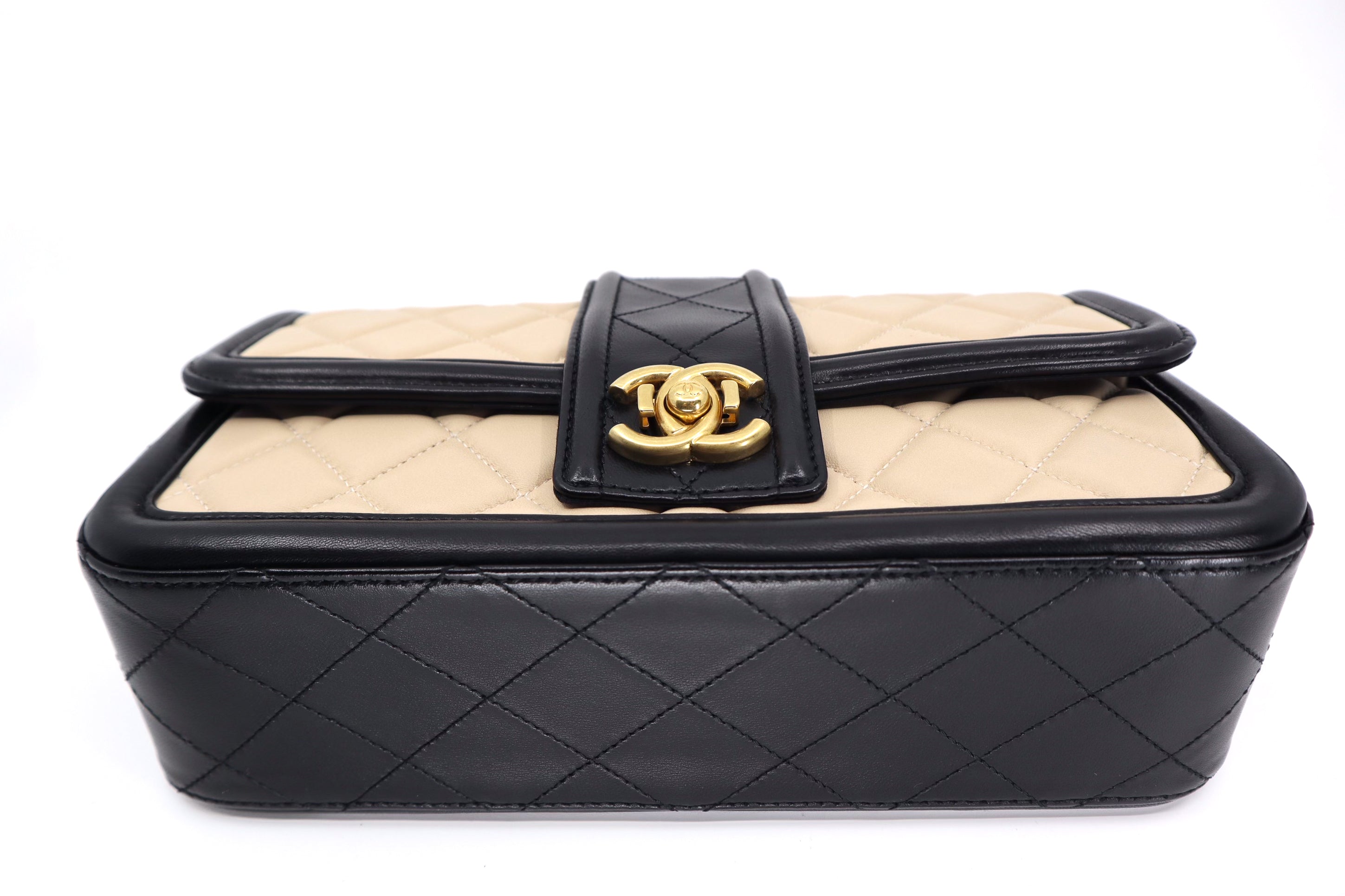 Chanel Lambskin Quilted Medium Elegant CC Flap Beige Black