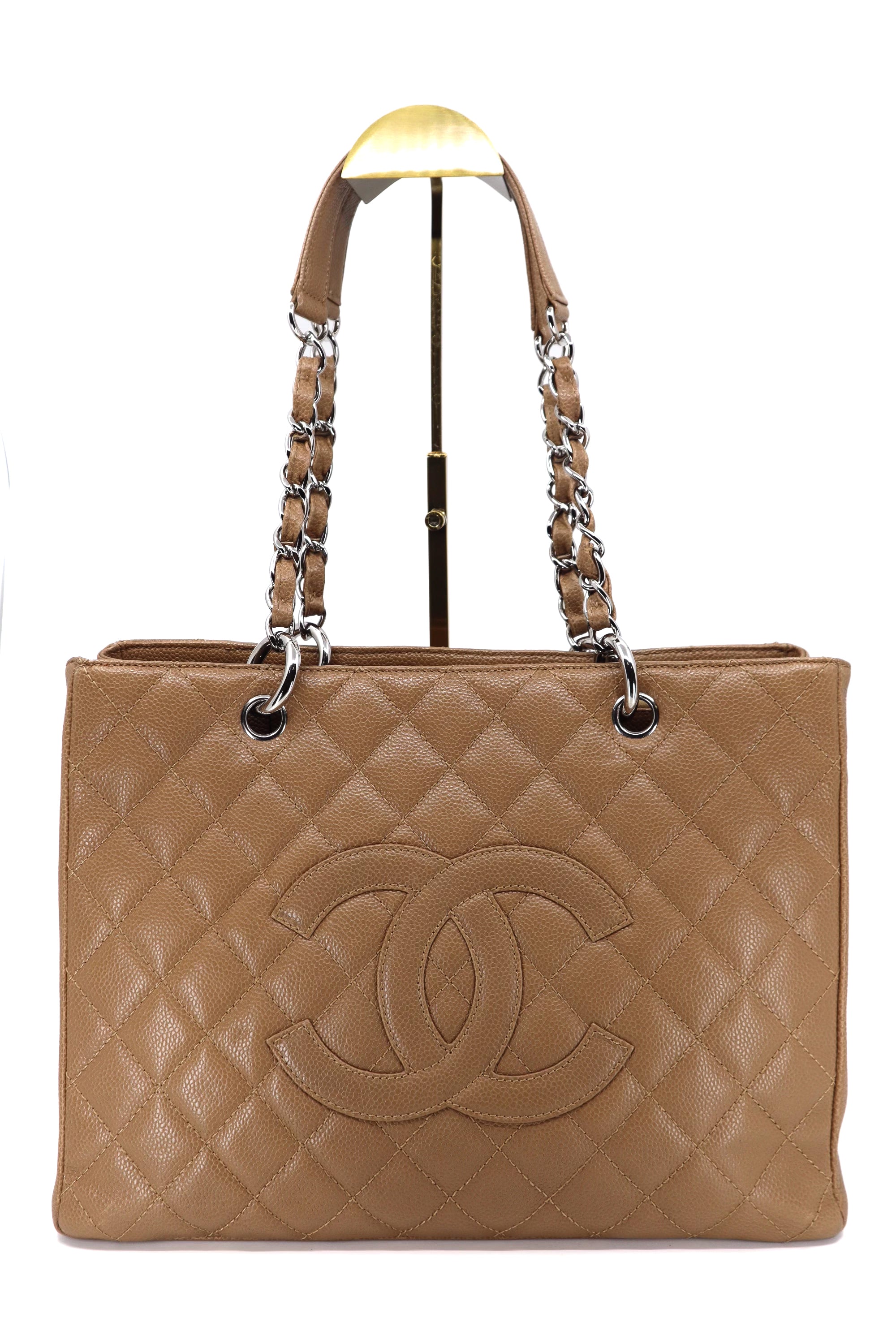 Chanel Camel Beige Caviar Grand Shopper Tote (GST Bag) SHW