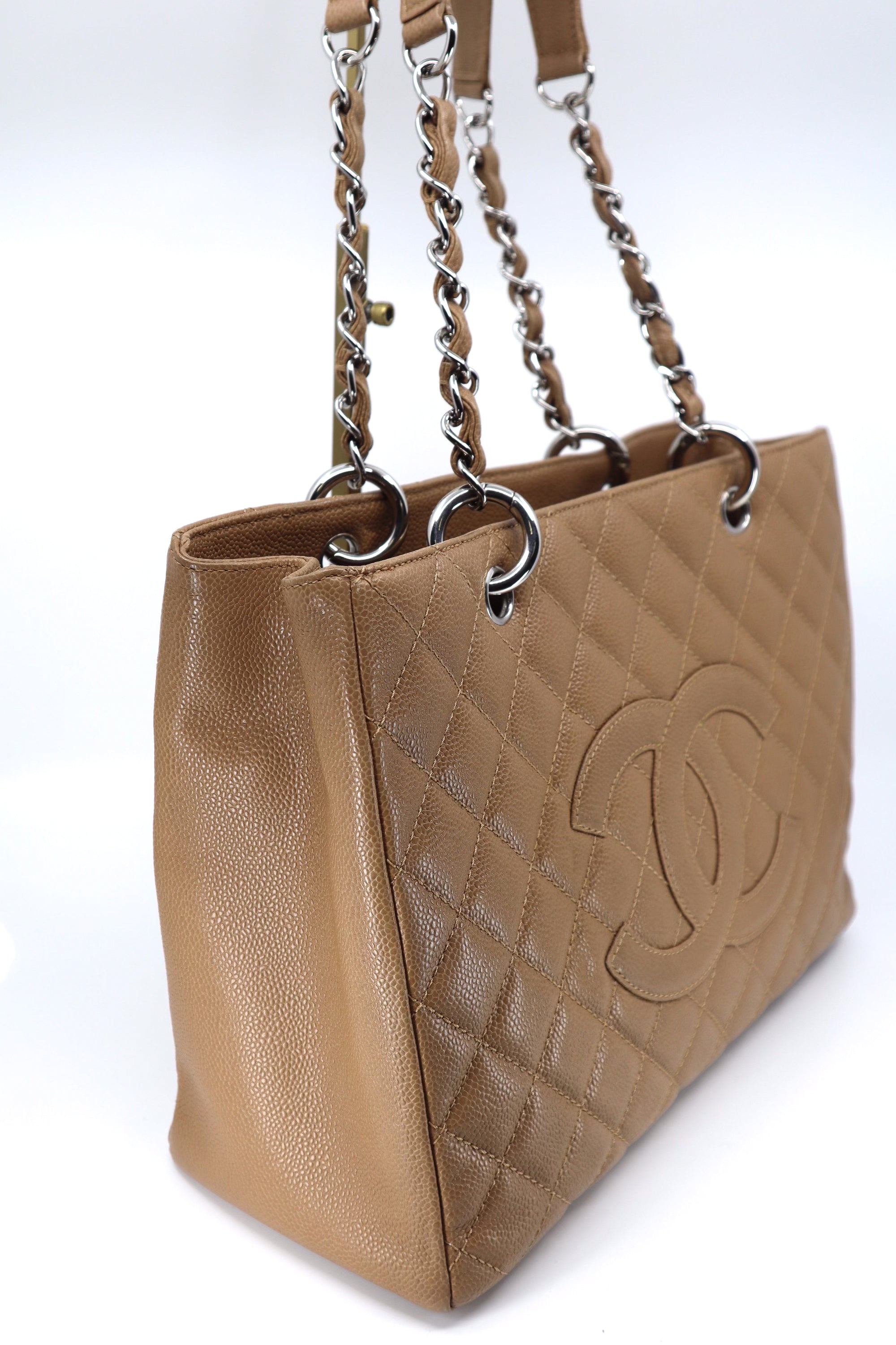 Chanel Camel Beige Caviar Grand Shopper Tote (GST Bag) SHW