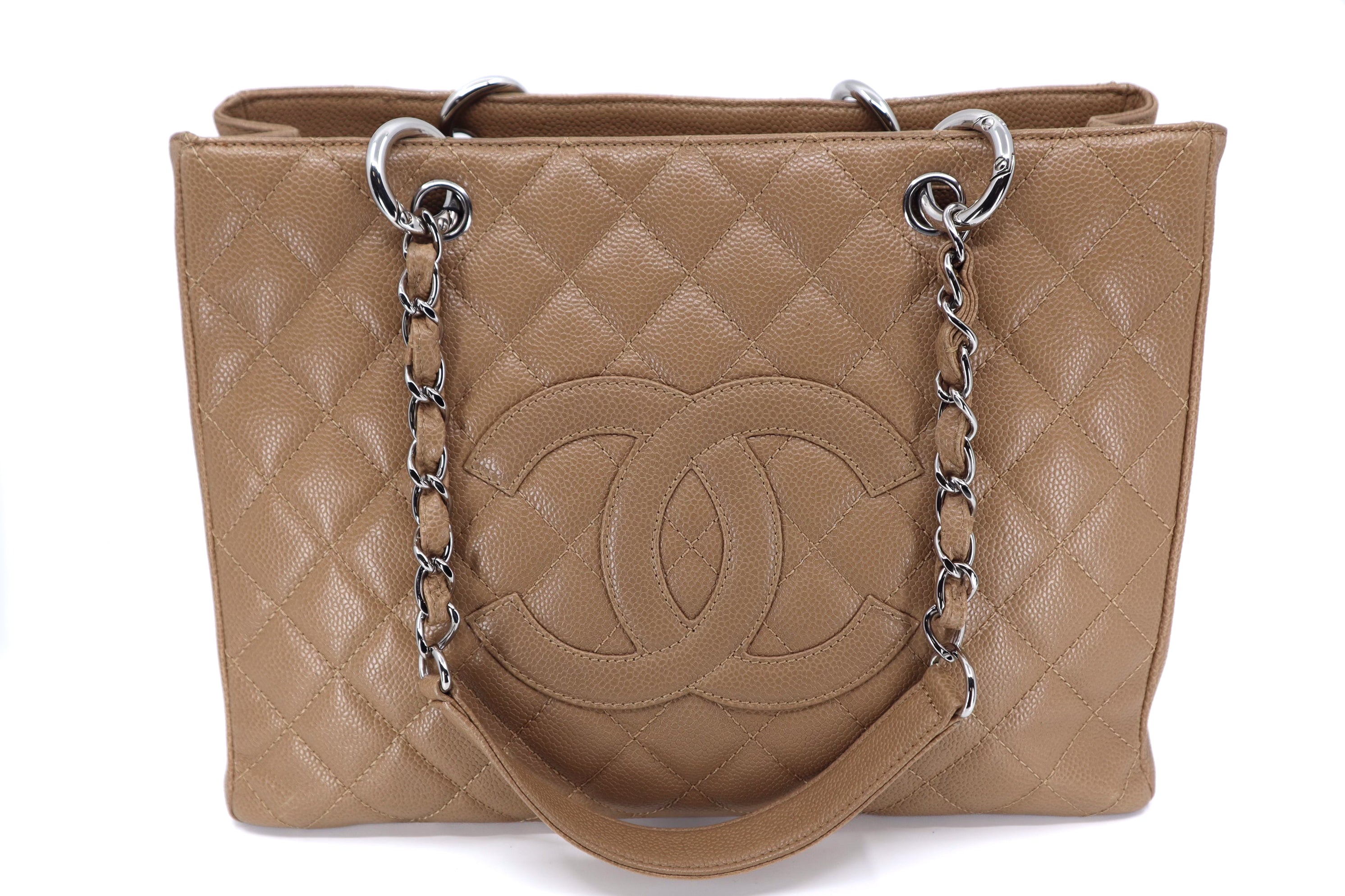 Chanel Camel Beige Caviar Grand Shopper Tote (GST Bag) SHW